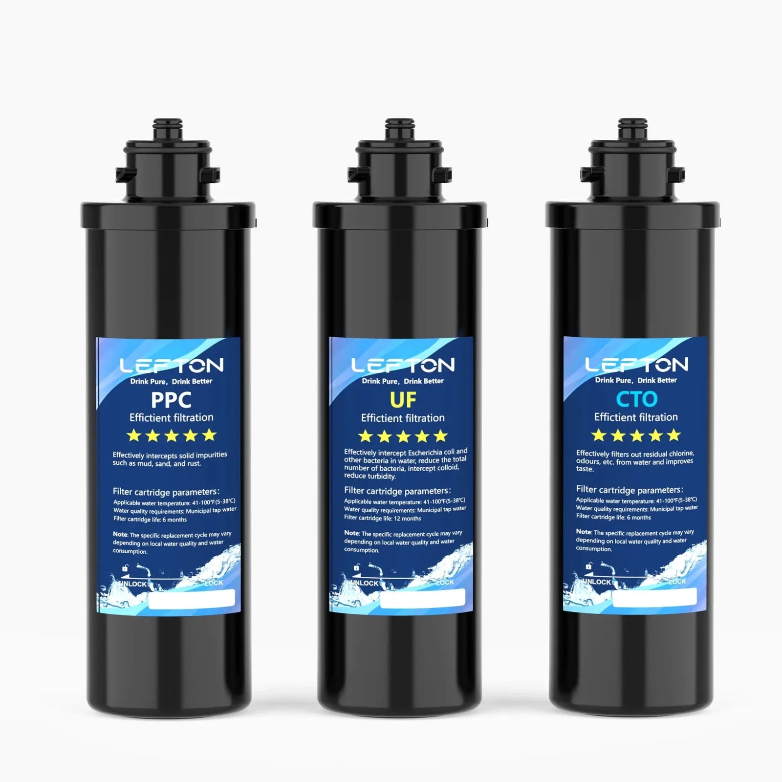 Lefton Replacement Filters for Undersink 3 - stage Filtration System - WF01 - RF - Water Filters - Lefton Home