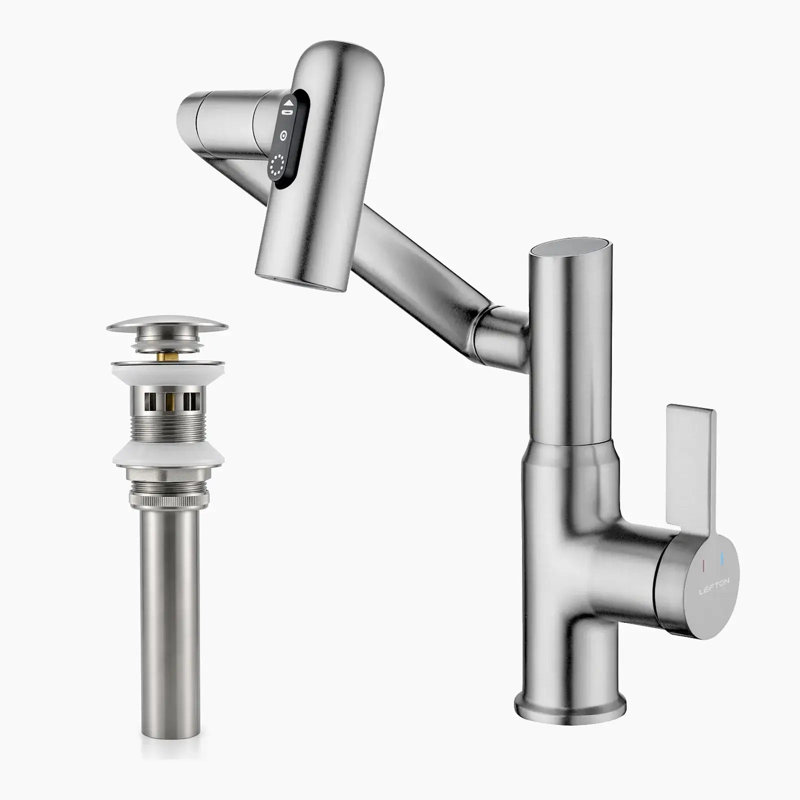 Lefton Rotatable Bathroom Faucet-BF2204 with Sink Drain Stopper -Bathroom Faucets & Drain Stopper- Lefton Home