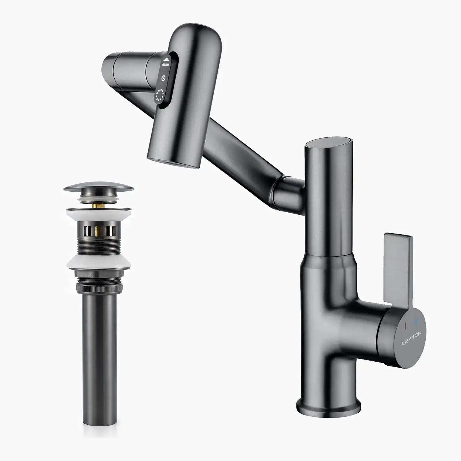 Lefton Rotatable Bathroom Faucet-BF2204 with Sink Drain Stopper -Bathroom Faucets & Drain Stopper- Lefton Home