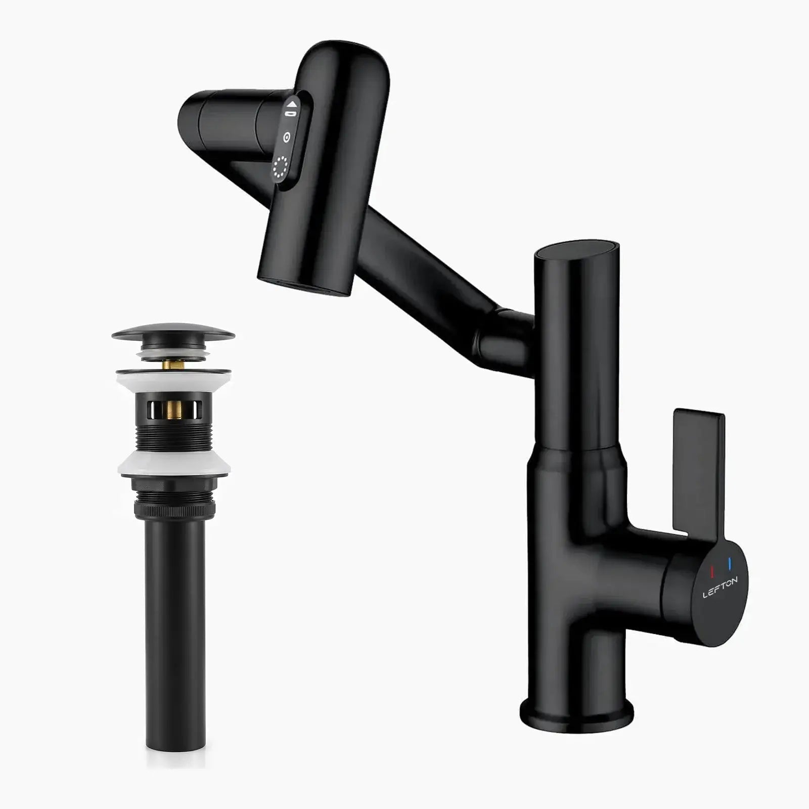 Lefton Rotatable Bathroom Faucet-BF2204 with Sink Drain Stopper -Bathroom Faucets & Drain Stopper- Lefton Home