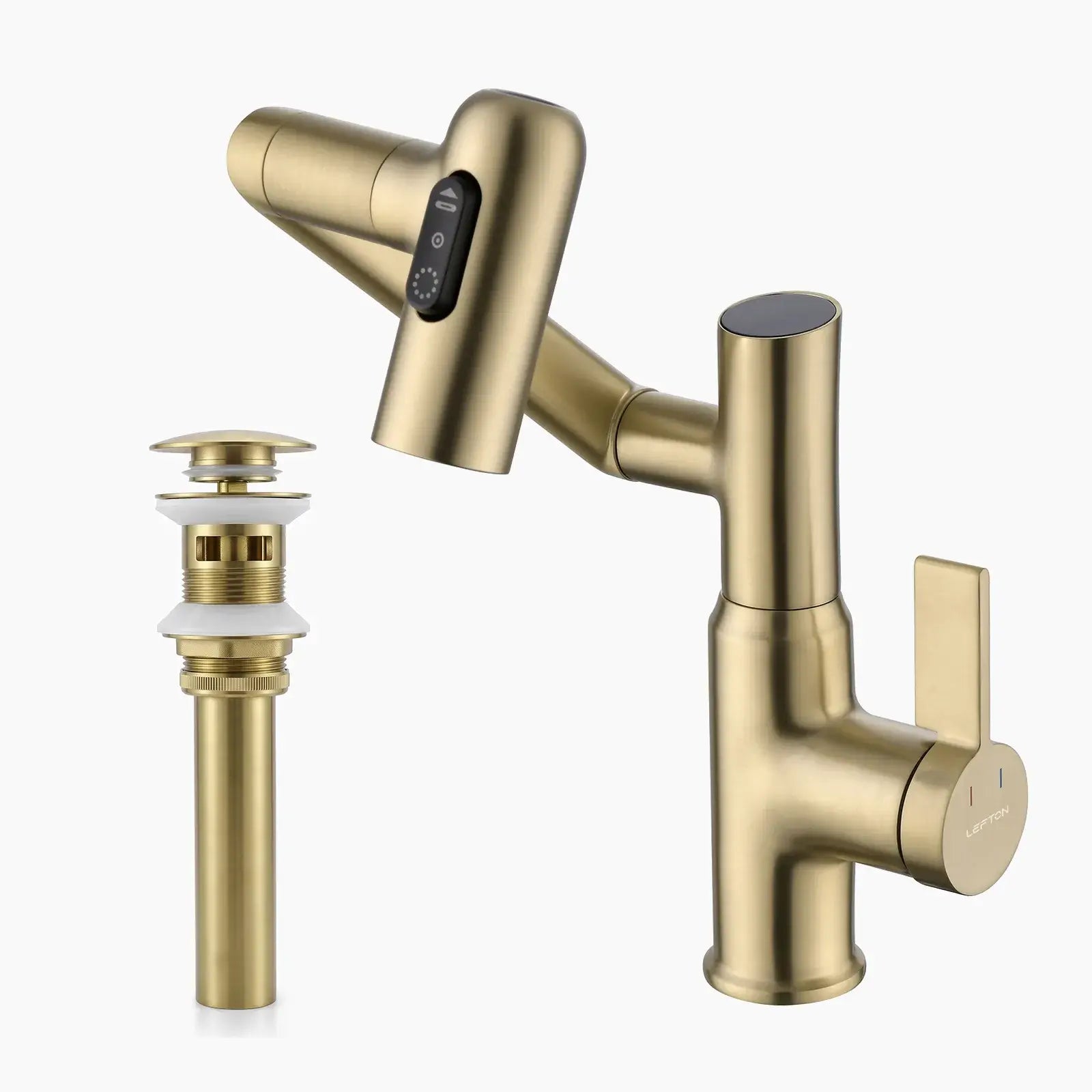 Lefton Rotatable Bathroom Faucet-BF2204 with Sink Drain Stopper -Bathroom Faucets & Drain Stopper- Lefton Home