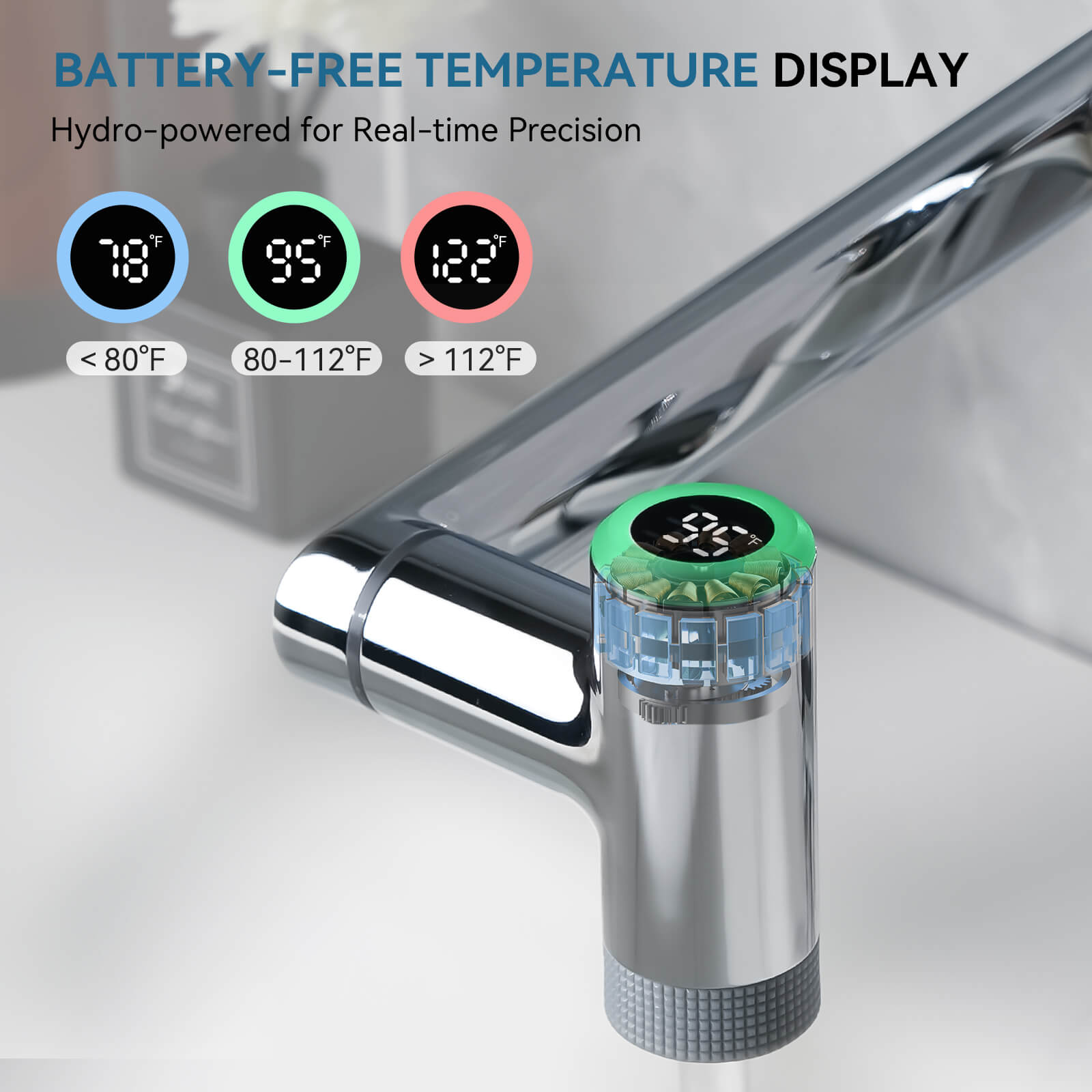 Lefton Single - Hand 1080° Rotating Bathroom Built - in Filter Faucet With Temperature Display - BPF01 - Bathroom Faucets - Lefton Home