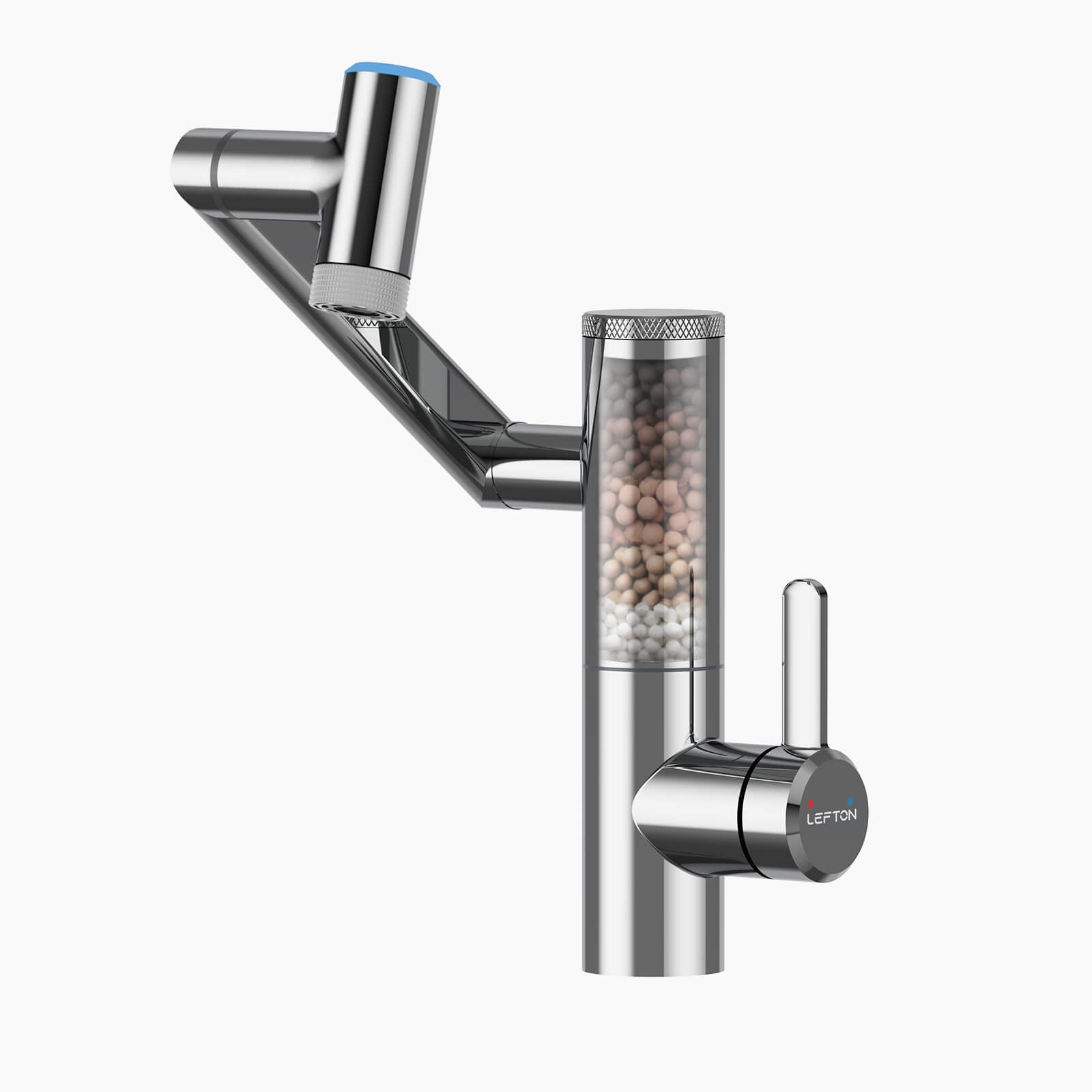 Lefton Single - Hand 1080° Rotating Bathroom Built - in Filter Faucet With Temperature Display - BPF01 - Bathroom Faucets - Lefton Home