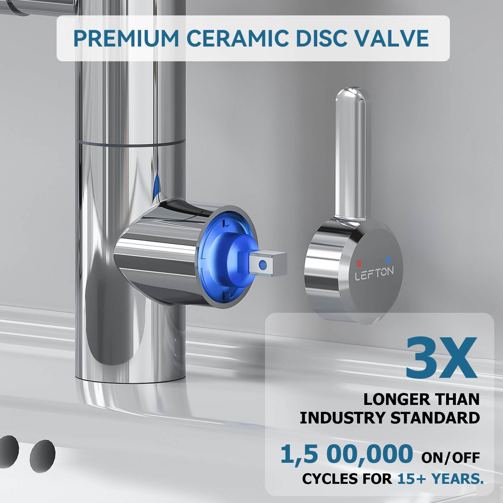 Lefton Single - Hand 1080° Rotating Bathroom Built - in Filter Faucet With Temperature Display - BPF01 - Bathroom Faucets - Lefton Home