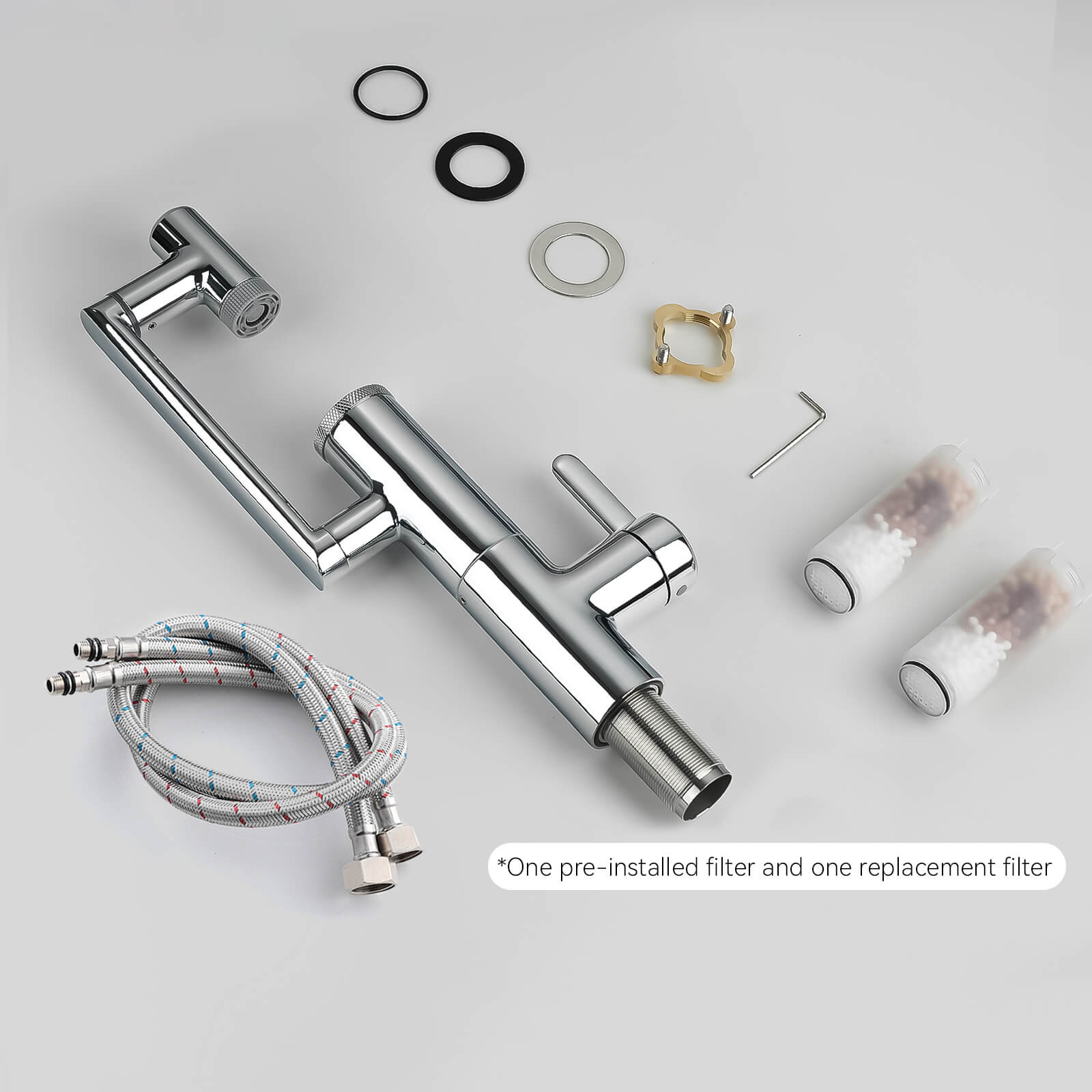 Lefton Single - Hand 1080° Rotating Bathroom Built - in Filter Faucet With Temperature Display - BPF01 - Bathroom Faucets - Lefton Home