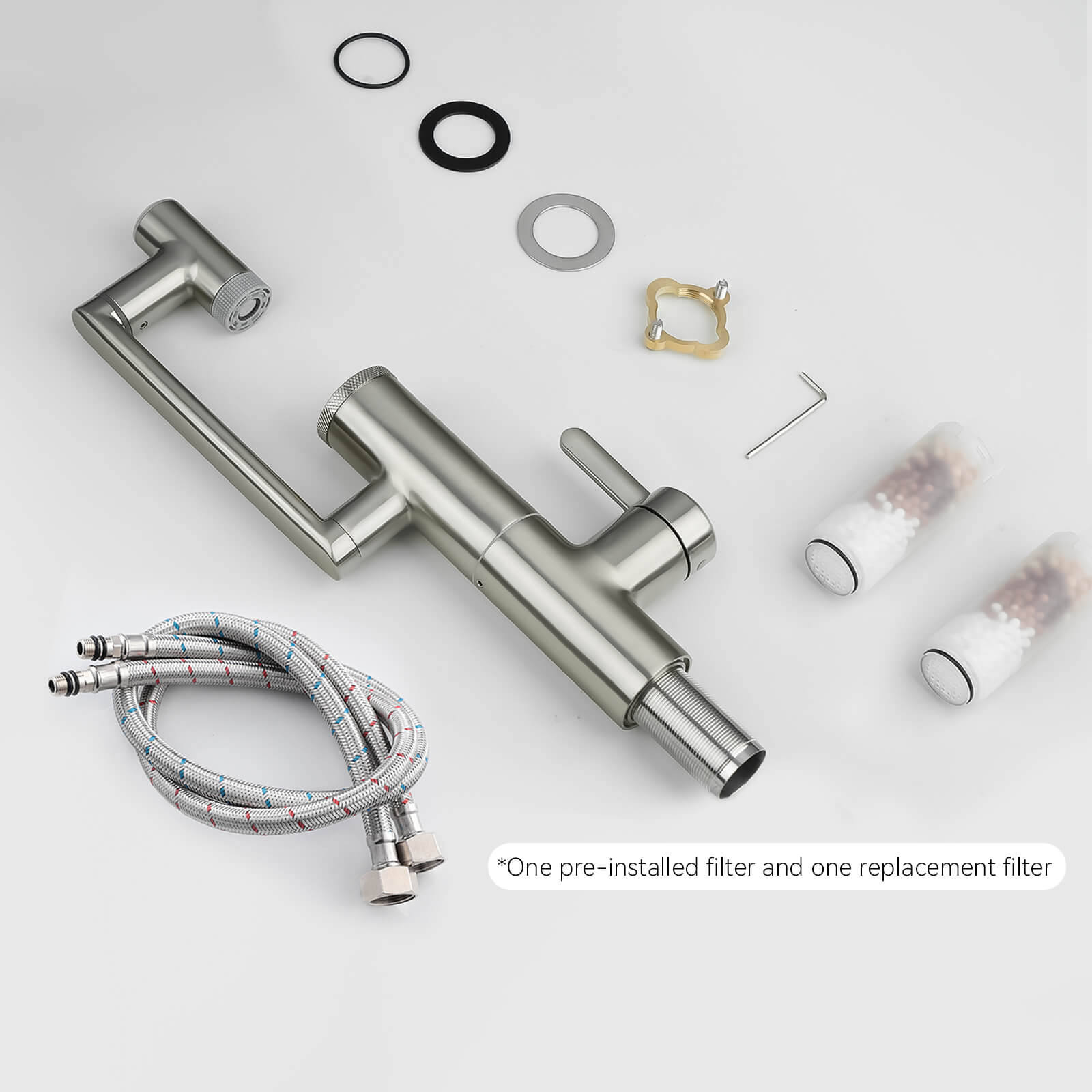 Lefton Single - Hand 1080° Rotating Bathroom Built - in Filter Faucet With Temperature Display - BPF01 - Bathroom Faucets - Lefton Home