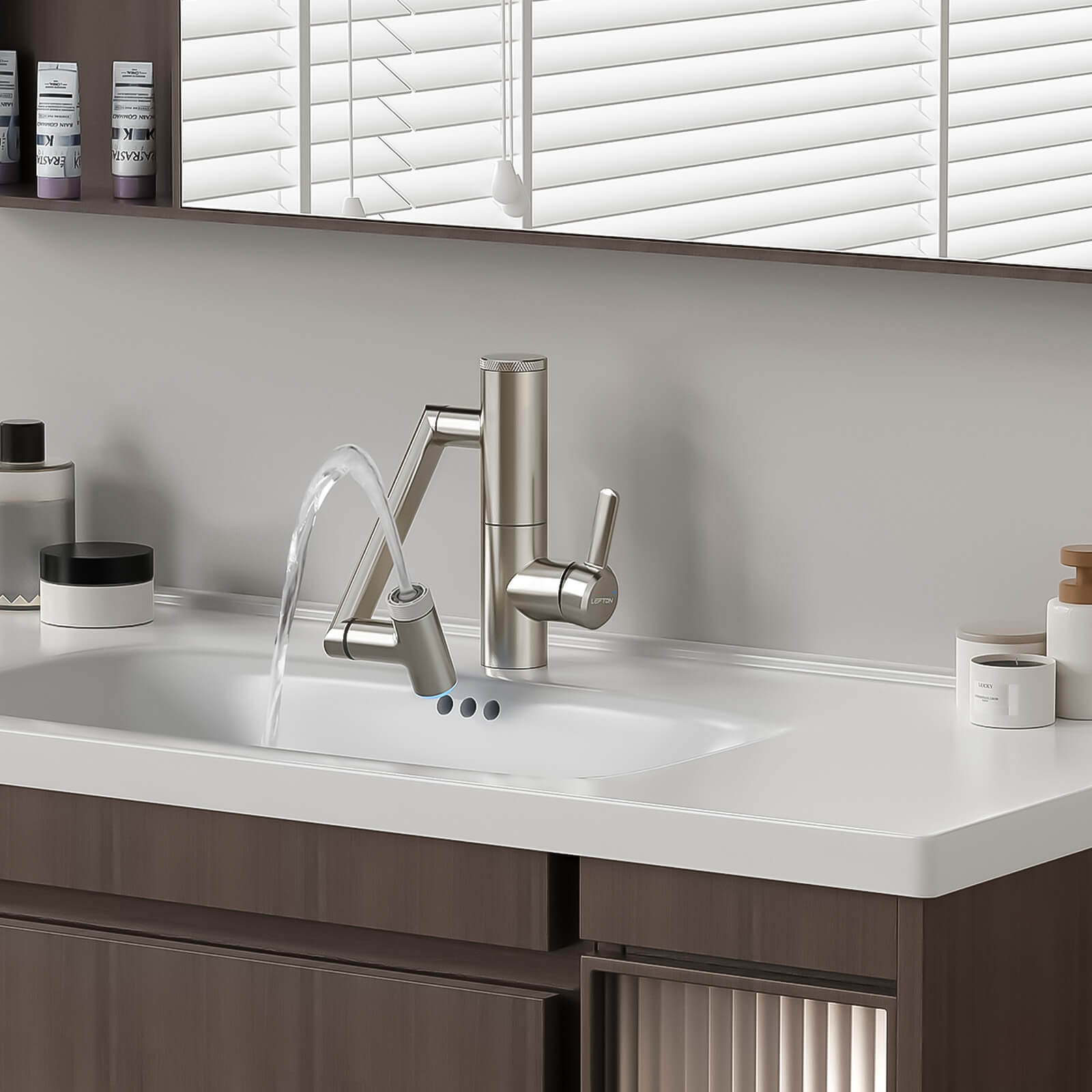 Lefton Single-Handle 1080° Rotating Bathroom Built-in Filter Faucet With Temperature Display-BPF01