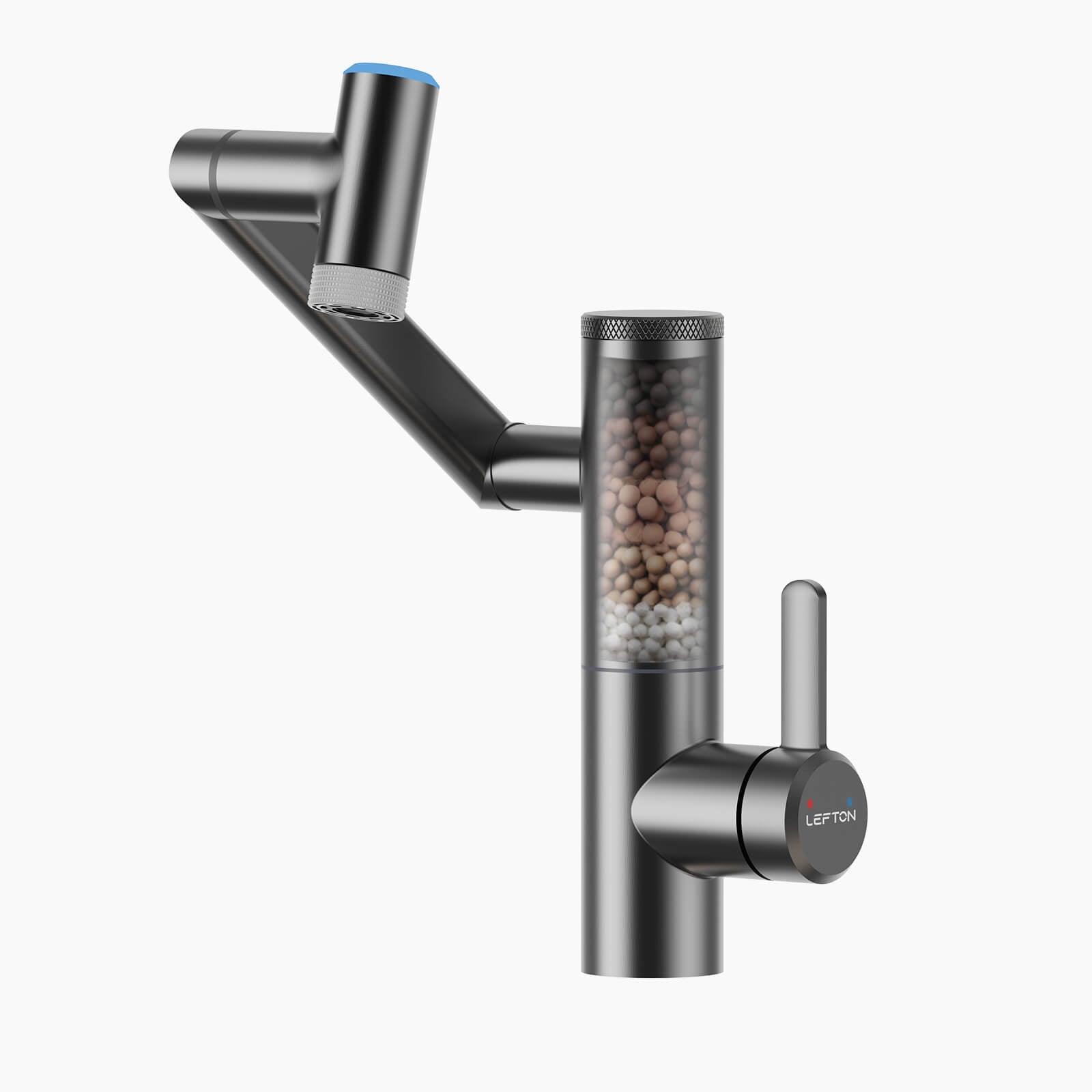 Lefton Single - Hand 1080° Rotating Bathroom Built - in Filter Faucet With Temperature Display - BPF01 - Bathroom Faucets - Lefton Home