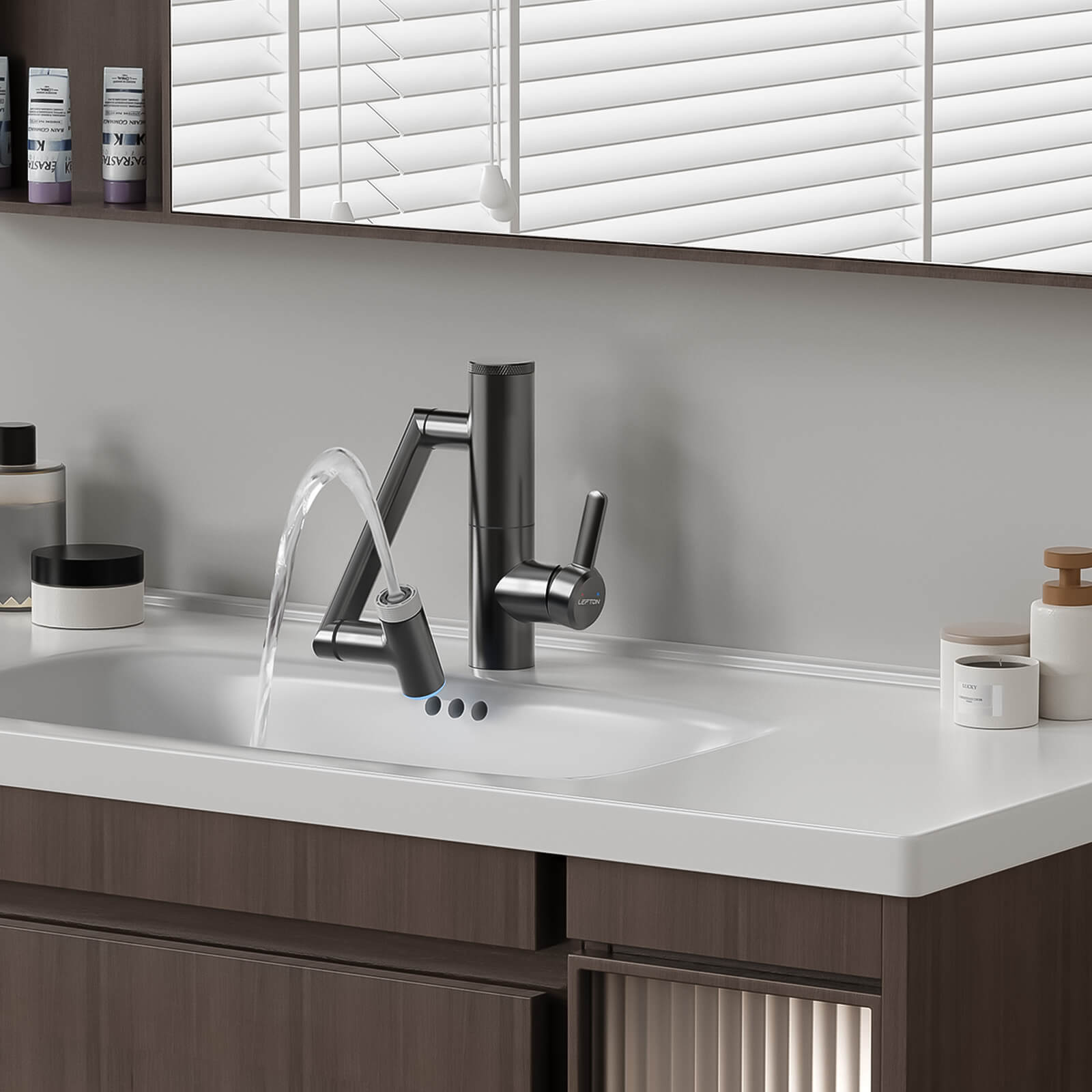 Lefton Single-Handle 1080° Rotating Bathroom Built-in Filter Faucet With Temperature Display-BPF01