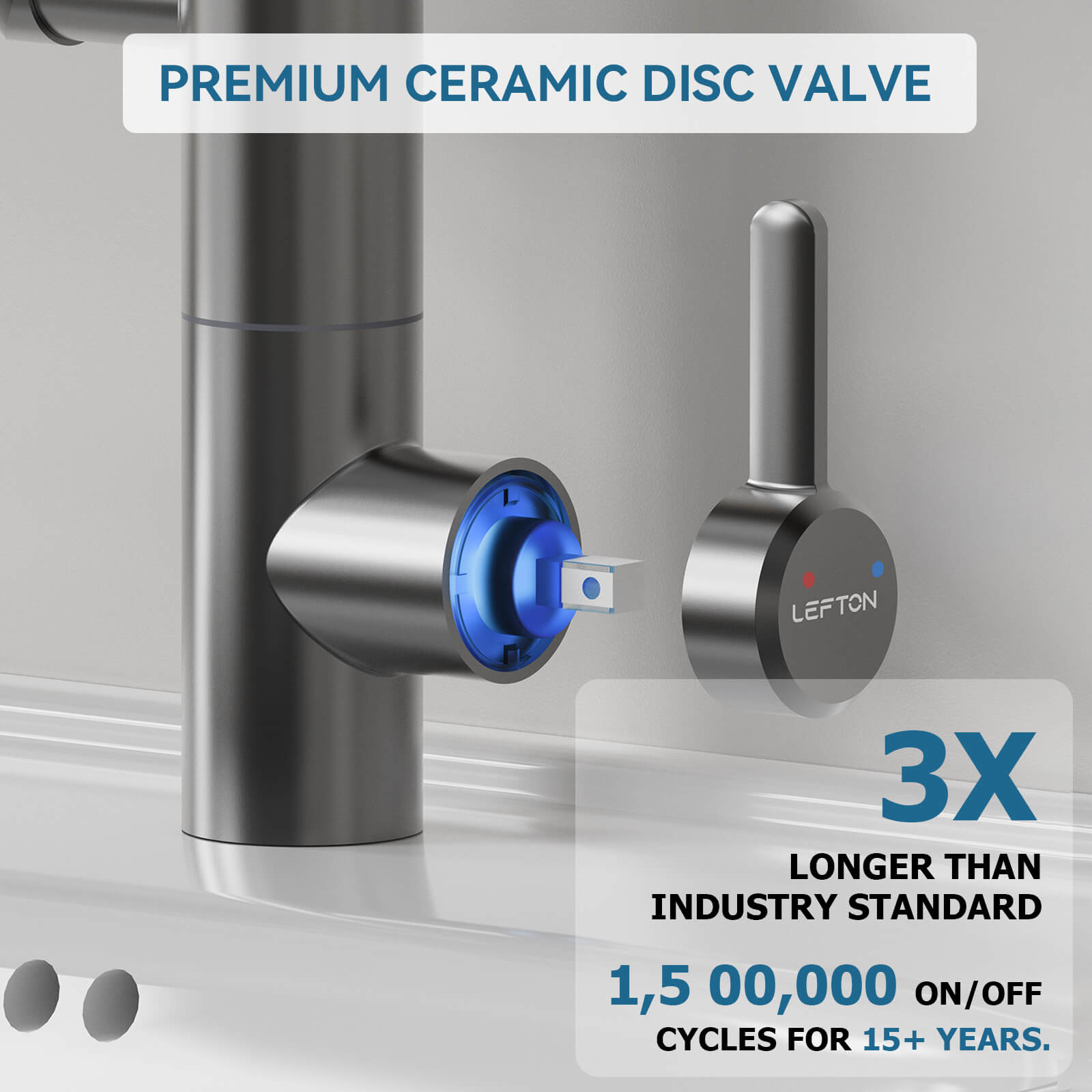 Lefton Single - Hand 1080° Rotating Bathroom Built - in Filter Faucet With Temperature Display - BPF01 - Bathroom Faucets - Lefton Home