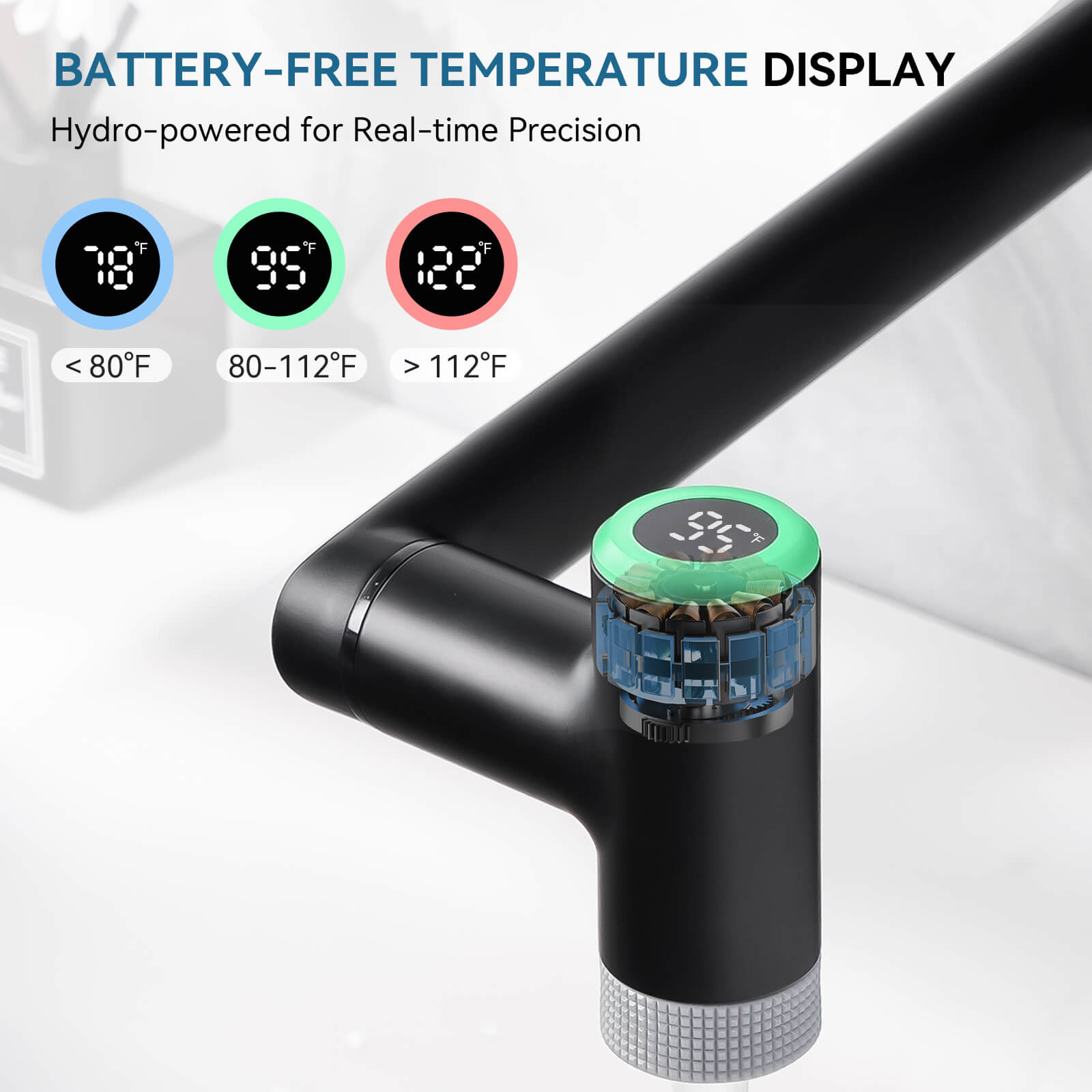 Lefton Single - Hand 1080° Rotating Bathroom Built - in Filter Faucet With Temperature Display - BPF01 - Bathroom Faucets - Lefton Home