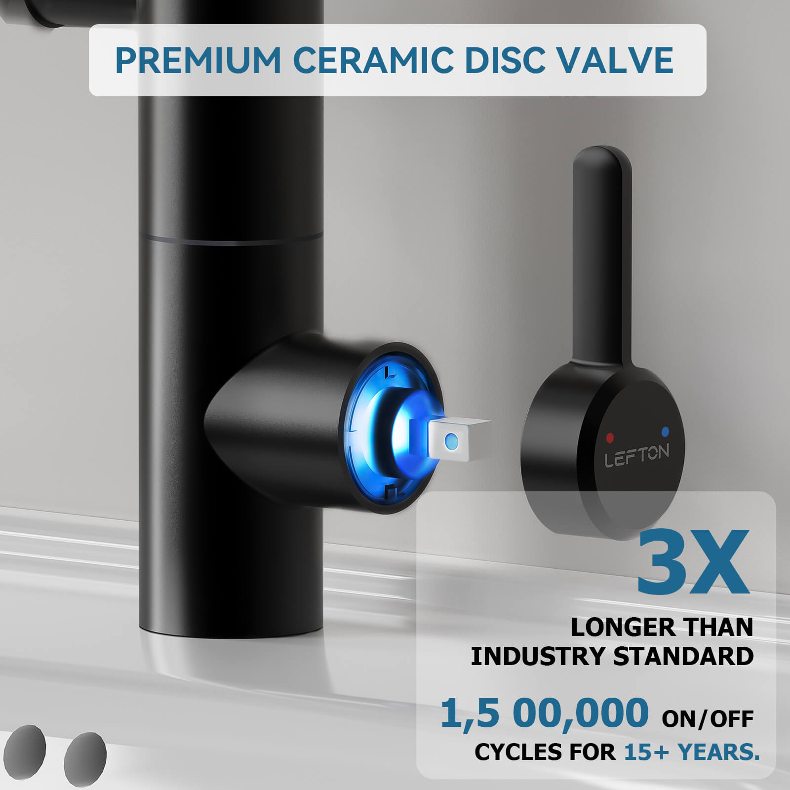 Lefton Single - Hand 1080° Rotating Bathroom Built - in Filter Faucet With Temperature Display - BPF01 - Bathroom Faucets - Lefton Home