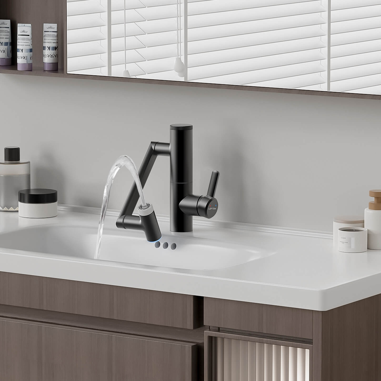 Lefton Single-Handle 1080° Rotating Bathroom Built-in Filter Faucet With Temperature Display-BPF01