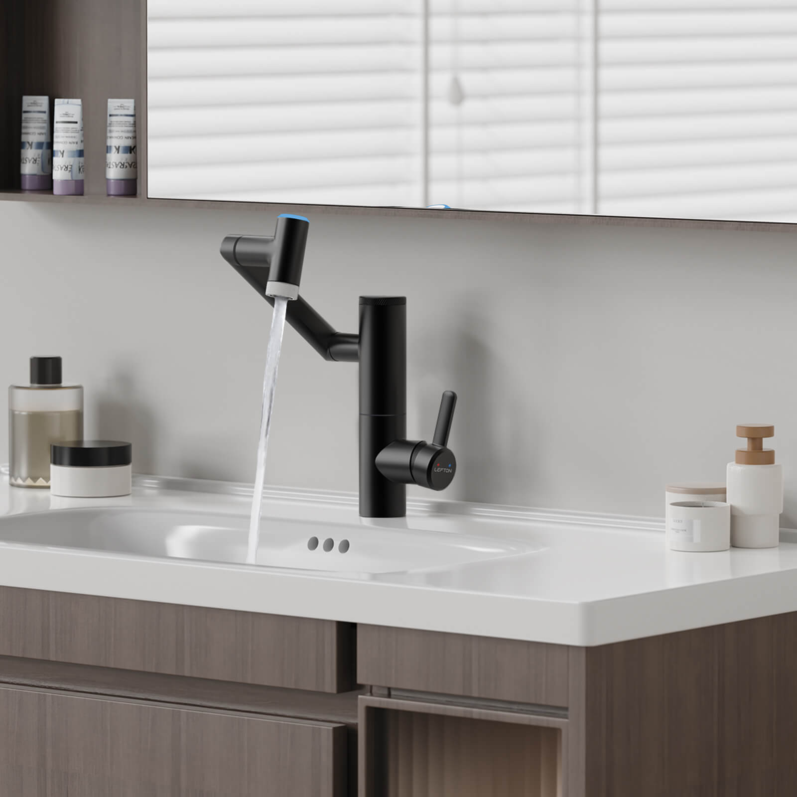 Lefton Single-Handle 1080° Rotating Bathroom Built-in Filter Faucet With Temperature Display-BPF01