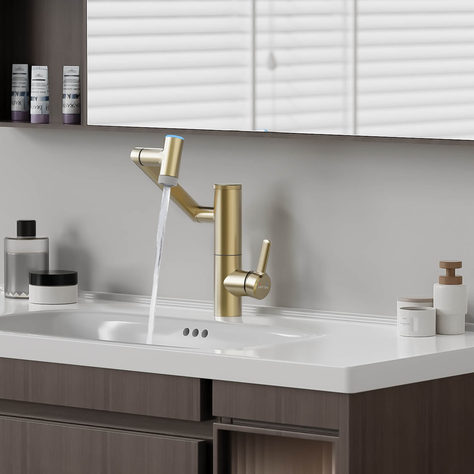 Lefton Single-Handle 1080° Rotating Bathroom Built-in Filter Faucet With Temperature Display-BPF01