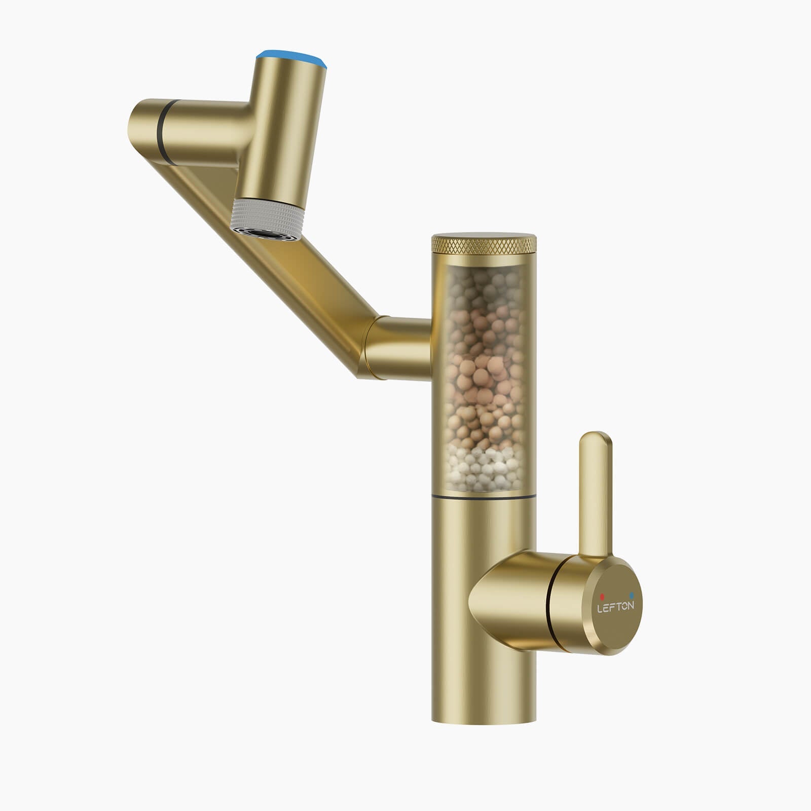 Lefton Single - Hand 1080° Rotating Bathroom Built - in Filter Faucet With Temperature Display - BPF01 - Bathroom Faucets - Lefton Home