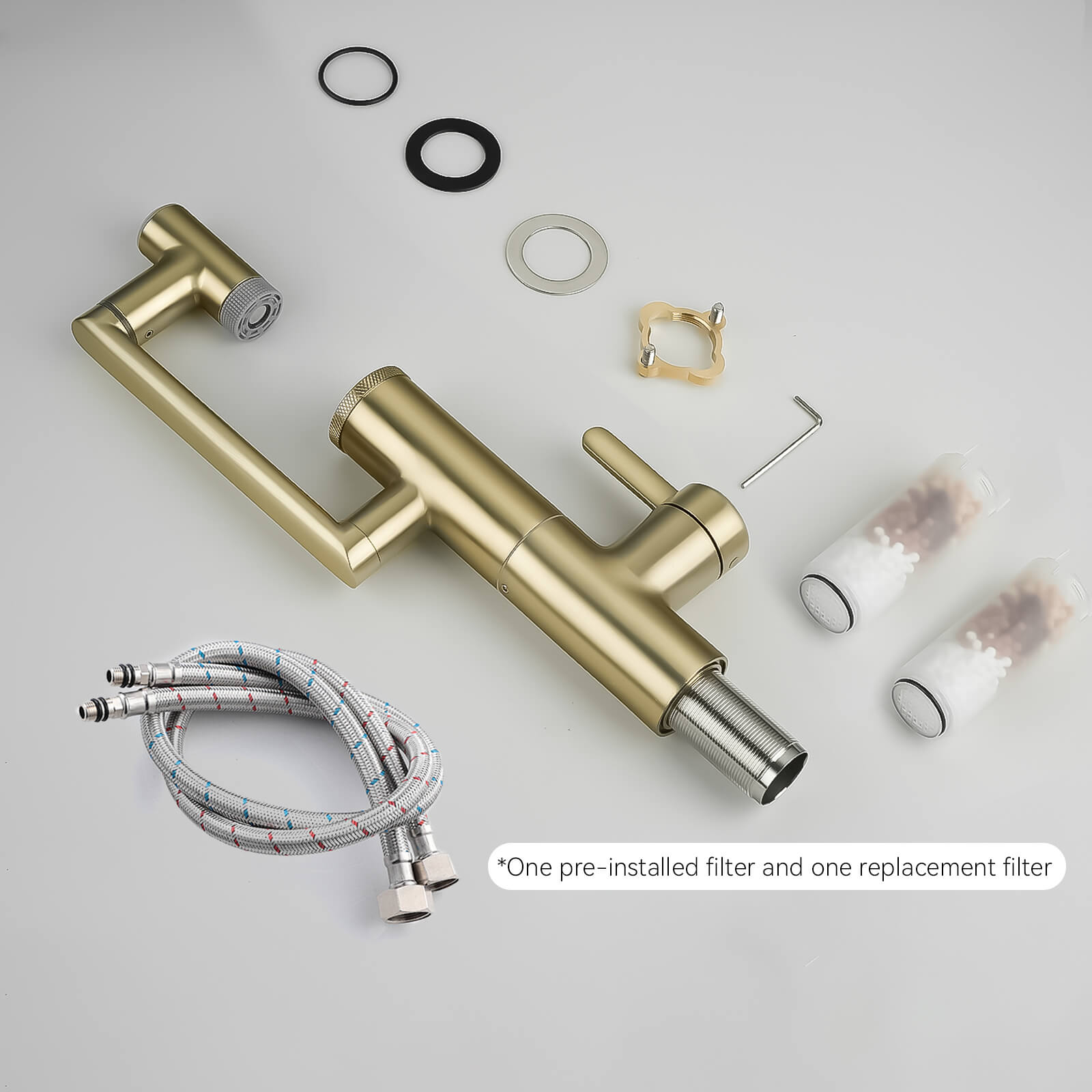 Lefton Single - Hand 1080° Rotating Bathroom Built - in Filter Faucet With Temperature Display - BPF01 - Bathroom Faucets - Lefton Home