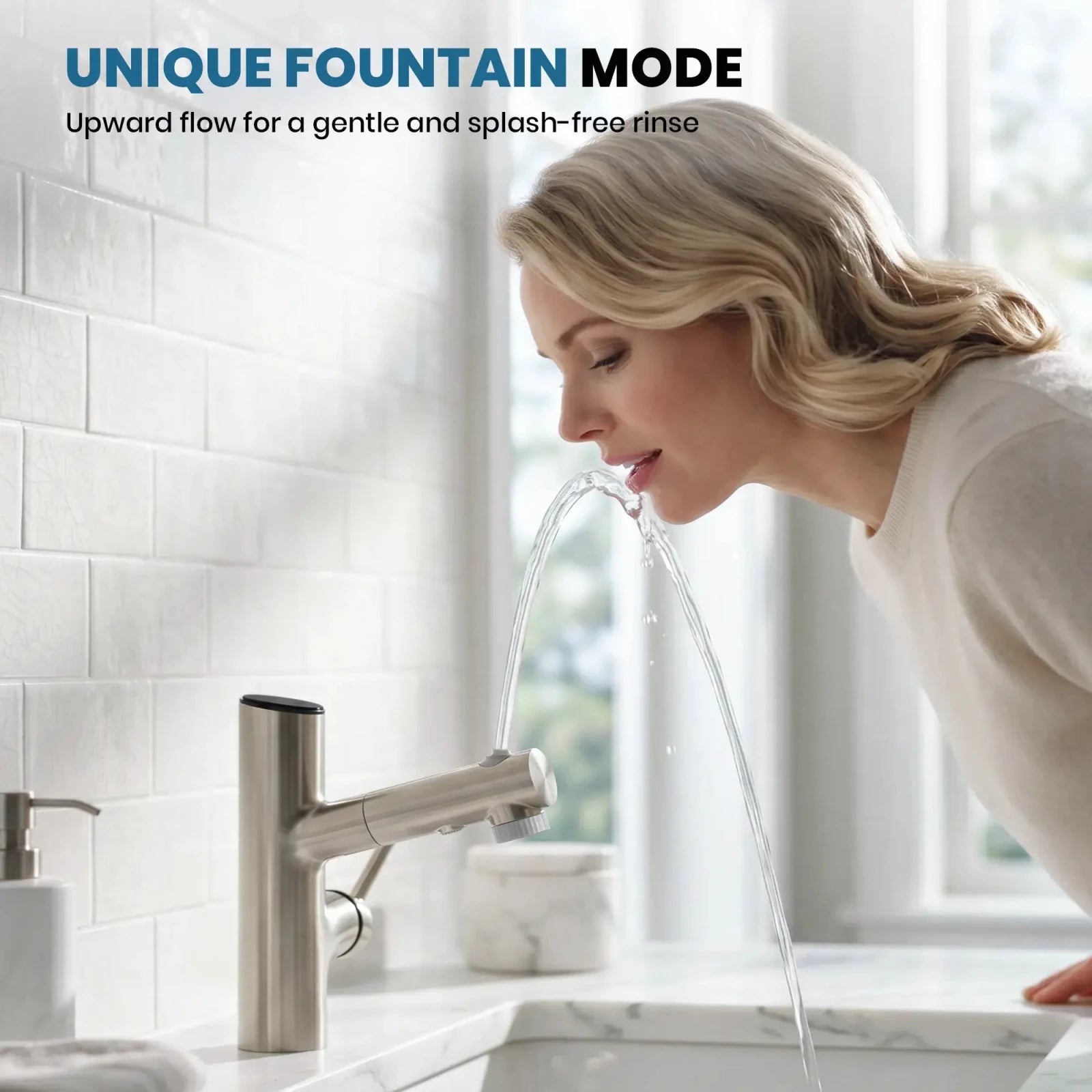 Lefton Single-Handle Bathroom Fountain Faucet With Temperature Display-BF2502 -Bathroom Faucets- Lefton Home