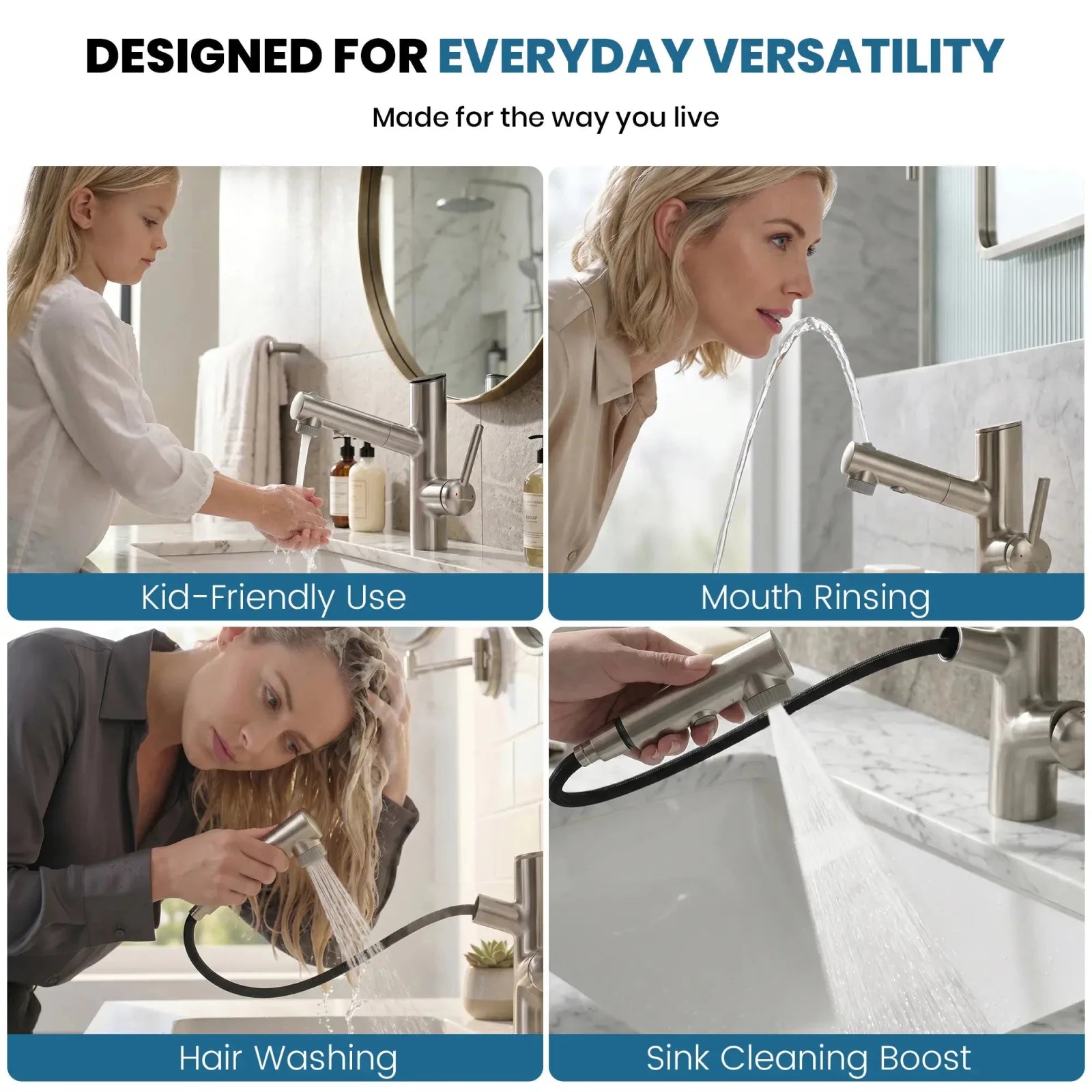 Lefton Single-Handle Bathroom Fountain Faucet With Temperature Display-BF2502 -Bathroom Faucets- Lefton Home