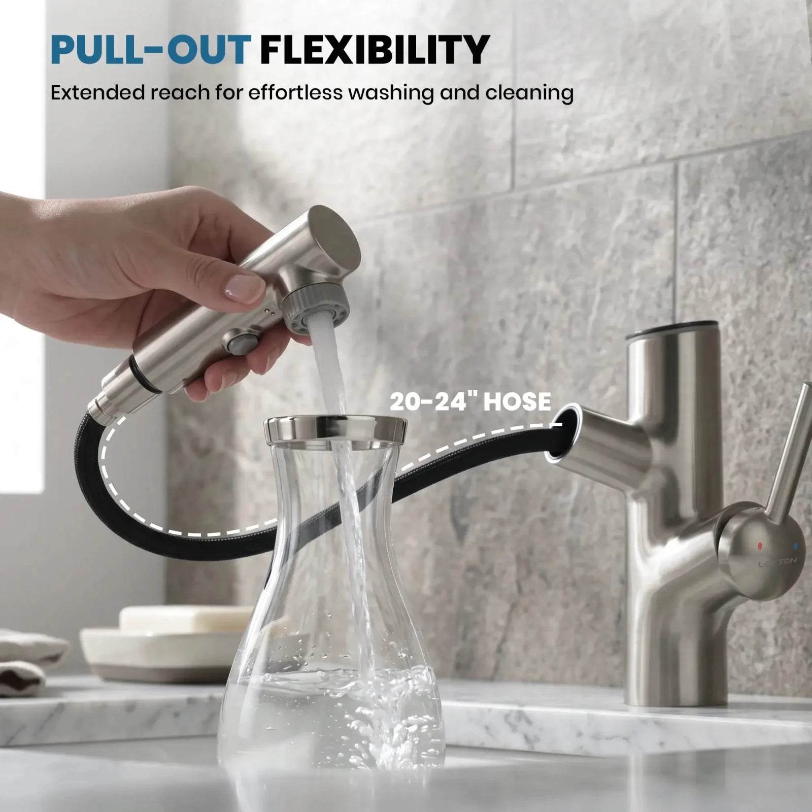 Lefton Single-Handle Bathroom Fountain Faucet With Temperature Display-BF2502 -Bathroom Faucets- Lefton Home