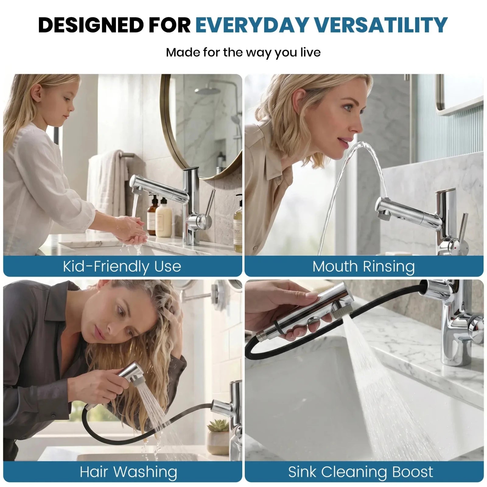 Lefton Single-Handle Bathroom Fountain Faucet With Temperature Display-BF2502 -Bathroom Faucets- Lefton Home