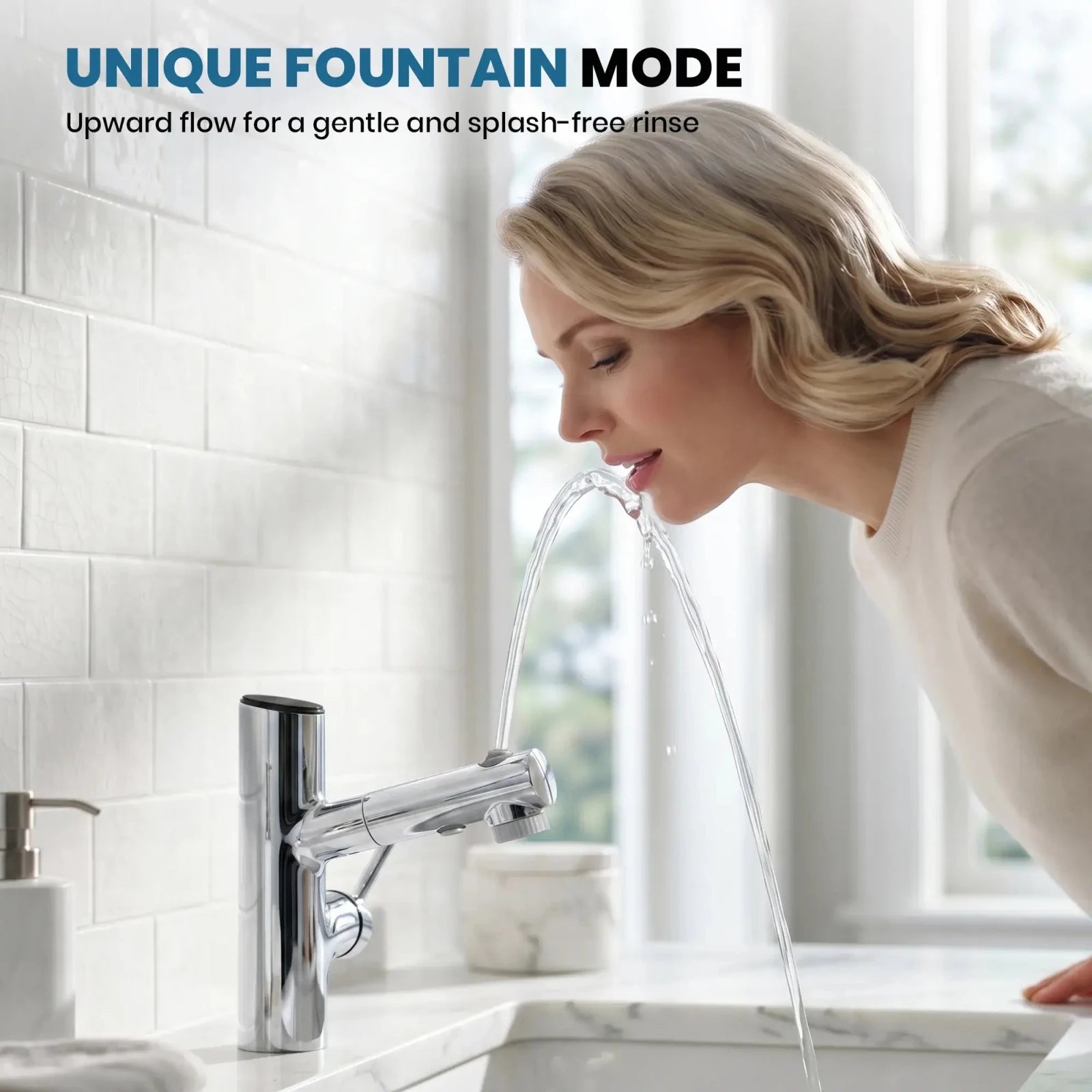 Lefton Single-Handle Bathroom Fountain Faucet With Temperature Display-BF2502 -Bathroom Faucets- Lefton Home