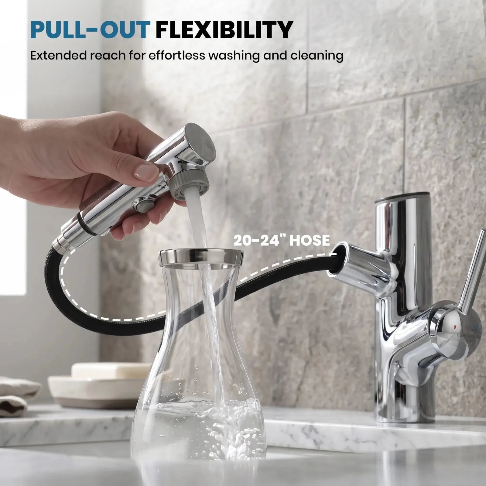 Lefton Single-Handle Bathroom Fountain Faucet With Temperature Display-BF2502 -Bathroom Faucets- Lefton Home