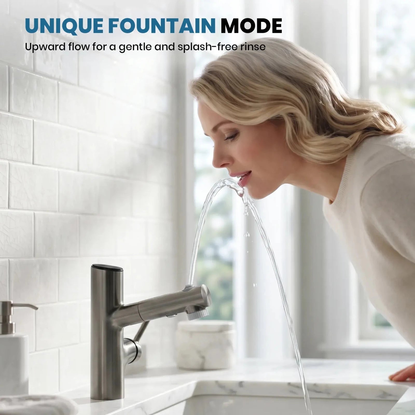 Lefton Single-Handle Bathroom Fountain Faucet With Temperature Display-BF2502 -Bathroom Faucets- Lefton Home