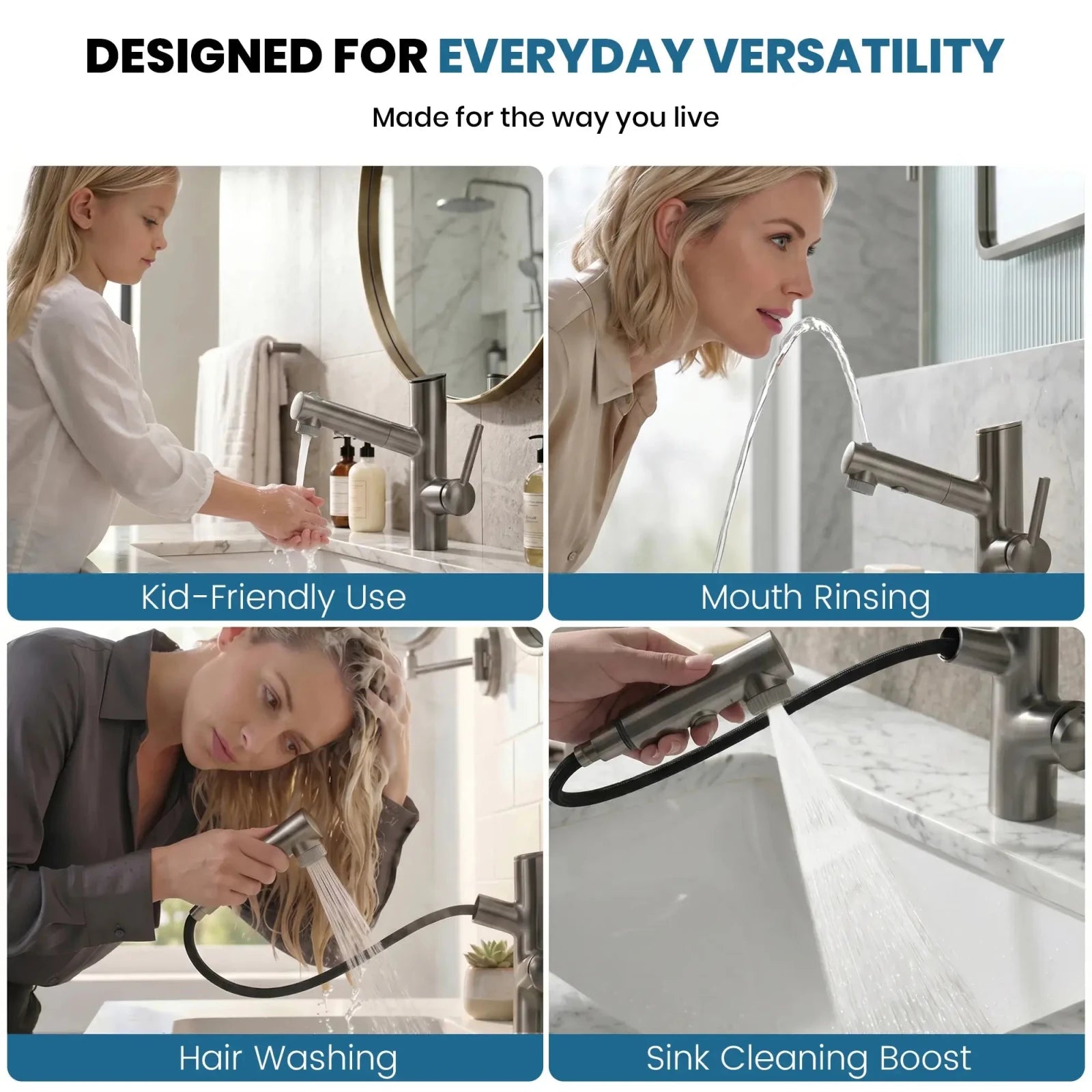 Lefton Single-Handle Bathroom Fountain Faucet With Temperature Display-BF2502 -Bathroom Faucets- Lefton Home