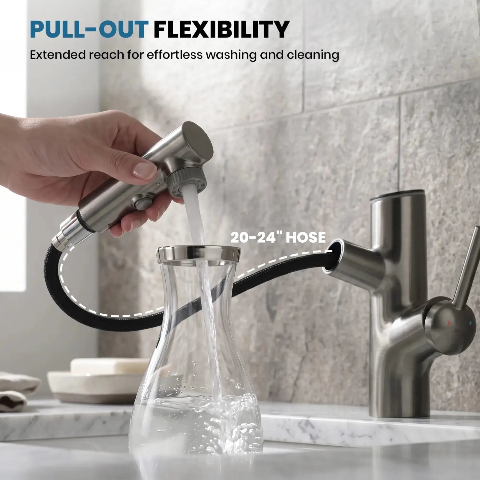 Lefton Single-Handle Bathroom Fountain Faucet With Temperature Display-BF2502 -Bathroom Faucets- Lefton Home