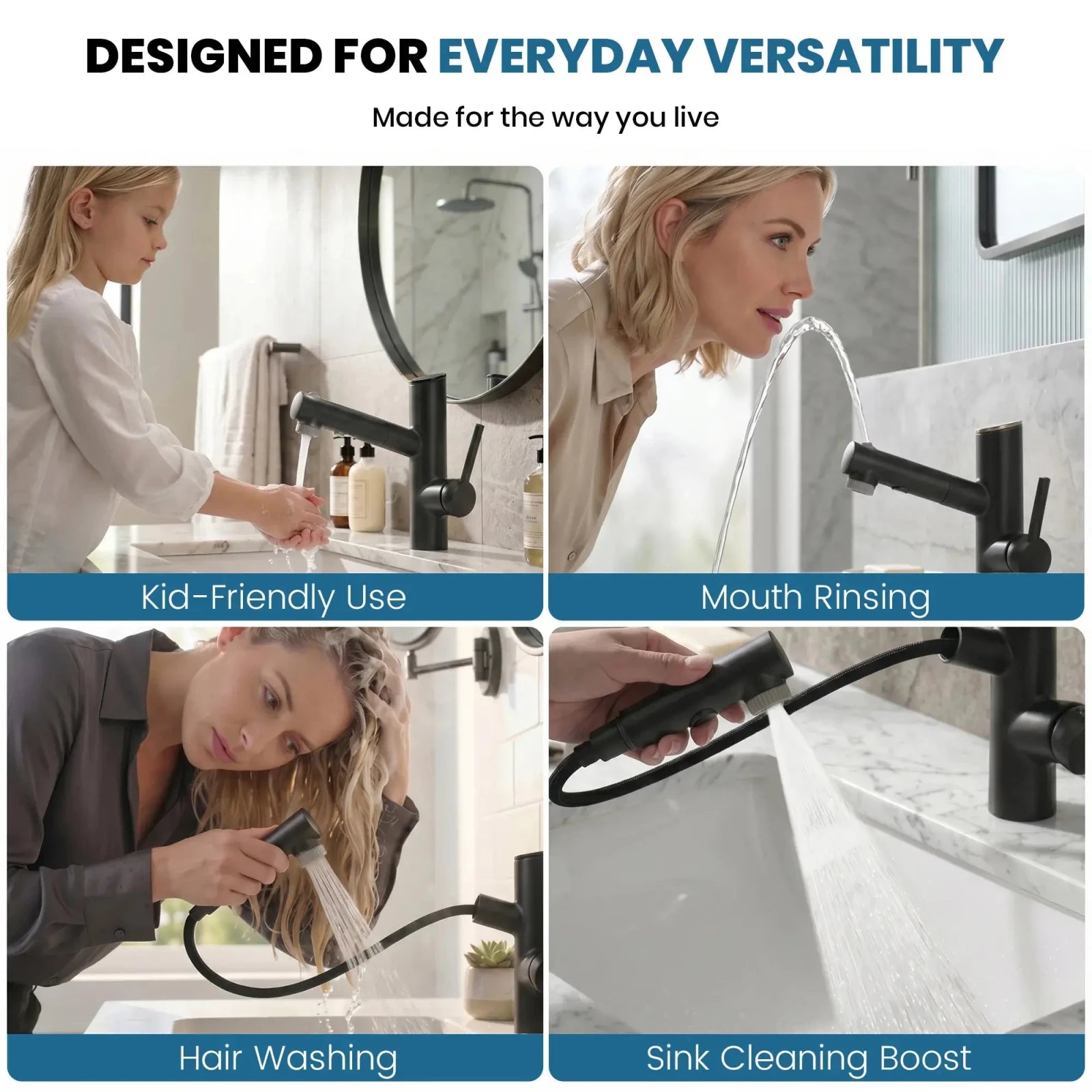 Lefton Single-Handle Bathroom Fountain Faucet With Temperature Display-BF2502 -Bathroom Faucets- Lefton Home