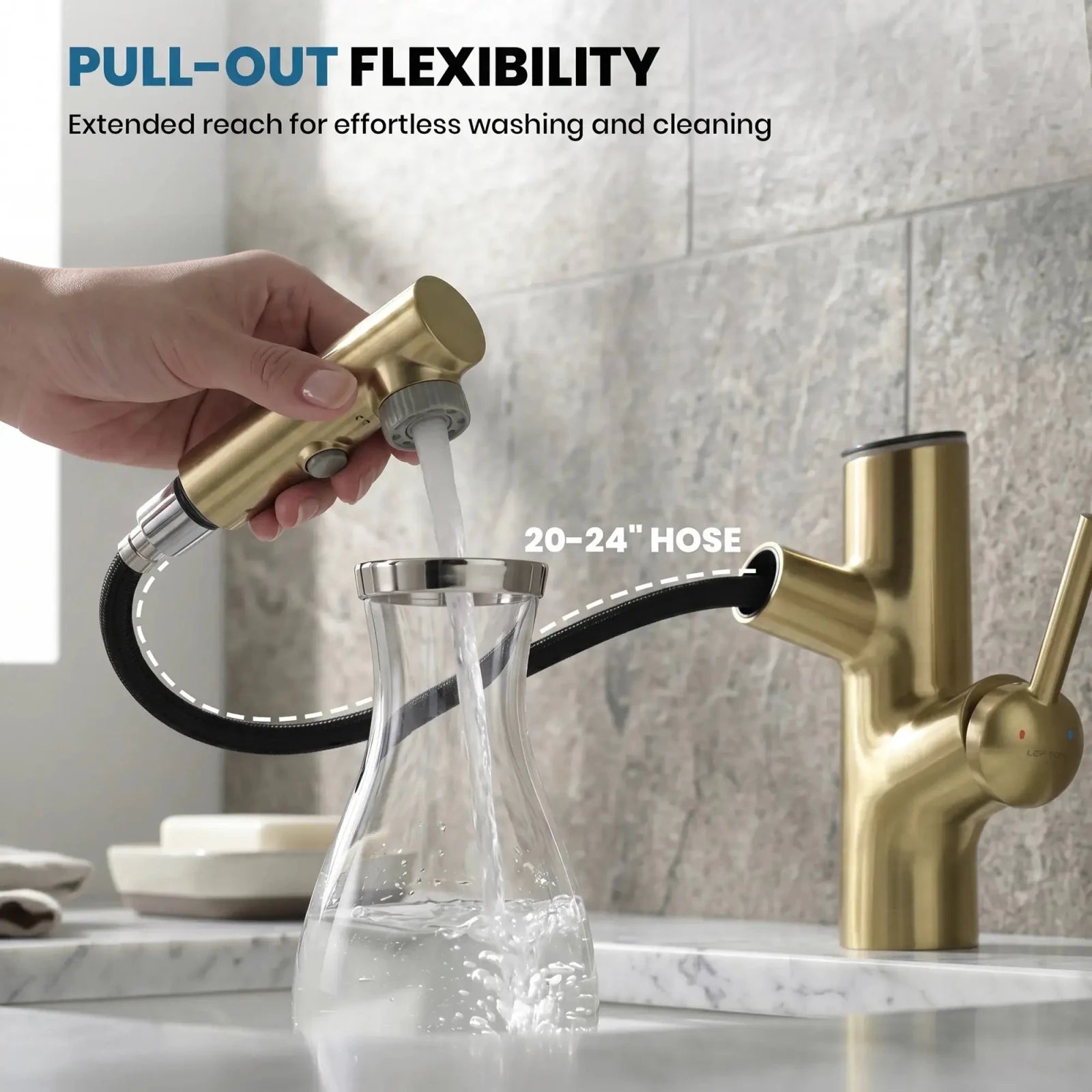 Lefton Single-Handle Bathroom Fountain Faucet With Temperature Display-BF2502 -Bathroom Faucets- Lefton Home