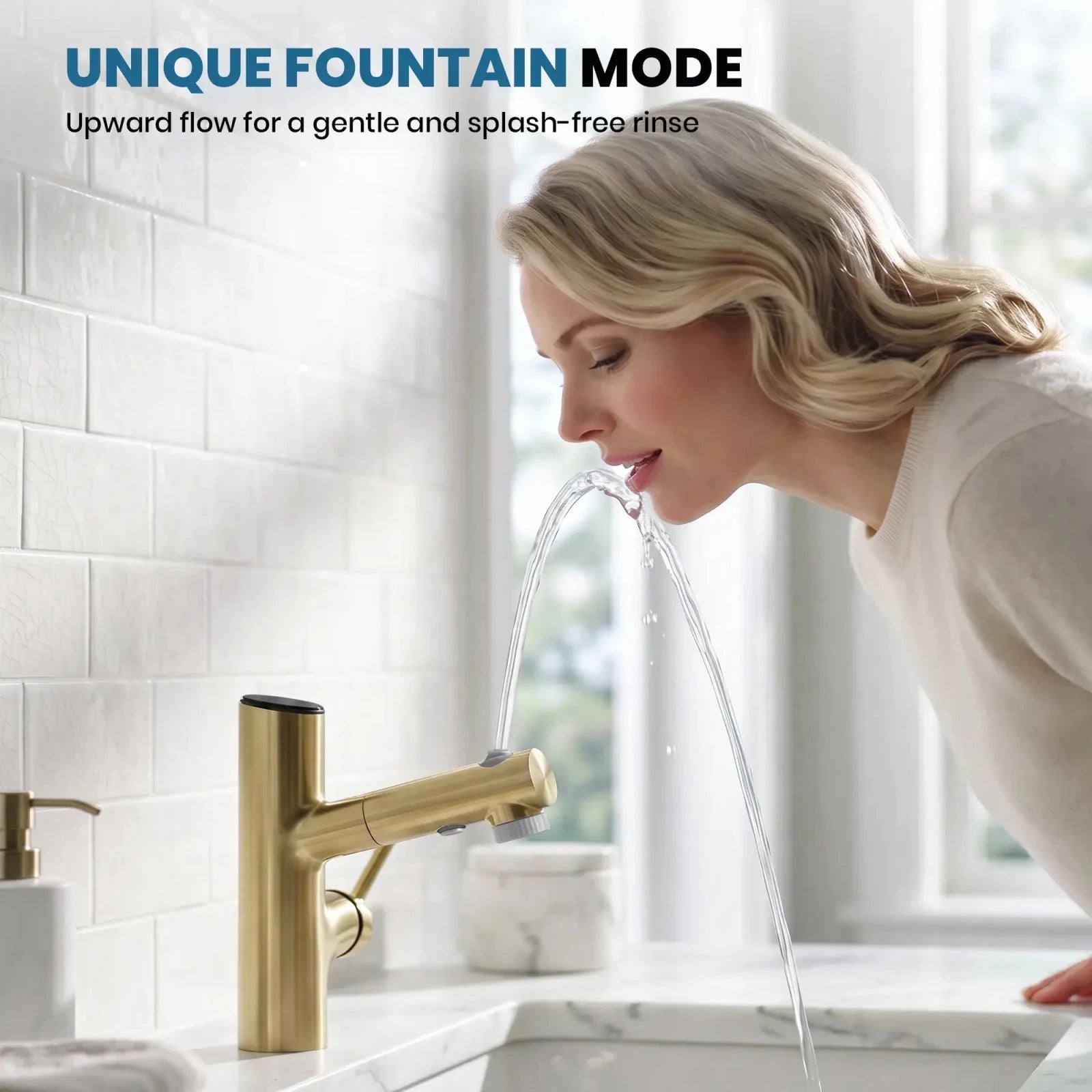 Lefton Single-Handle Bathroom Fountain Faucet With Temperature Display-BF2502 -Bathroom Faucets- Lefton Home