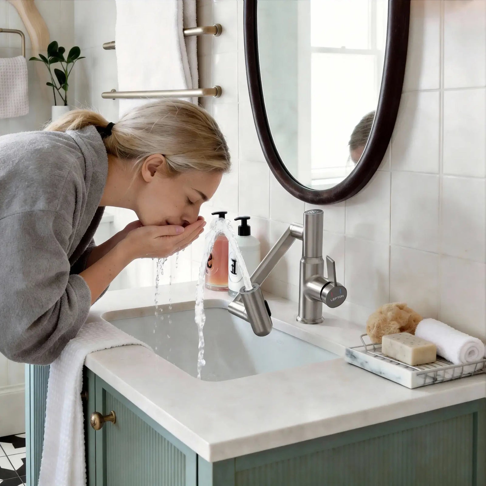 Lefton Single - Hole Rotatable Faucet with Temperature Display - BF2204 - Bathroom Faucets - Lefton Home