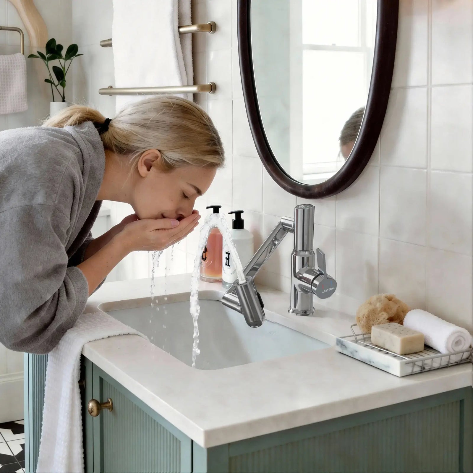 Lefton Single - Hole Rotatable Faucet with Temperature Display - BF2204 - Bathroom Faucets - Lefton Home