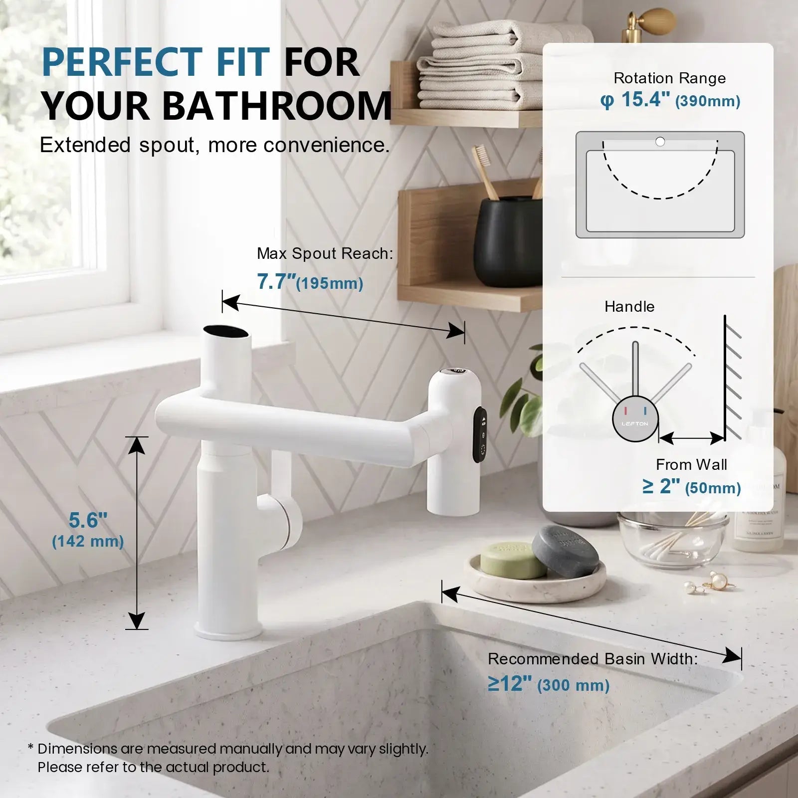 Lefton Single-Hole Rotatable Faucet with Temperature Display-BF2204 -Bathroom Faucets- Lefton Home