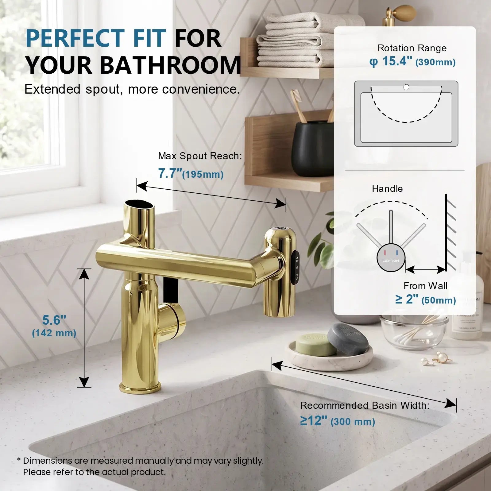 Lefton Single-Hole Rotatable Faucet with Temperature Display-BF2204 -Bathroom Faucets- Lefton Home