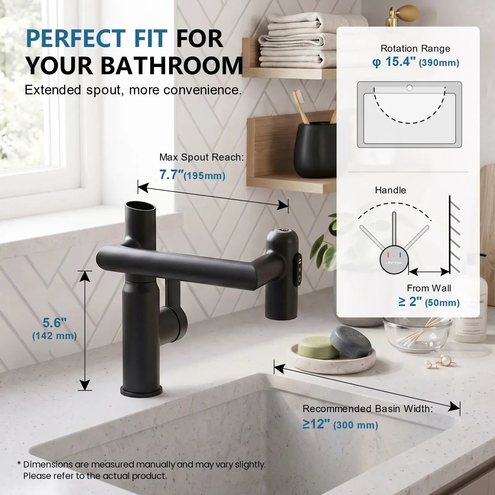 Lefton Single-Hole Rotatable Faucet with Temperature Display-BF2204 -Bathroom Faucets- Lefton Home