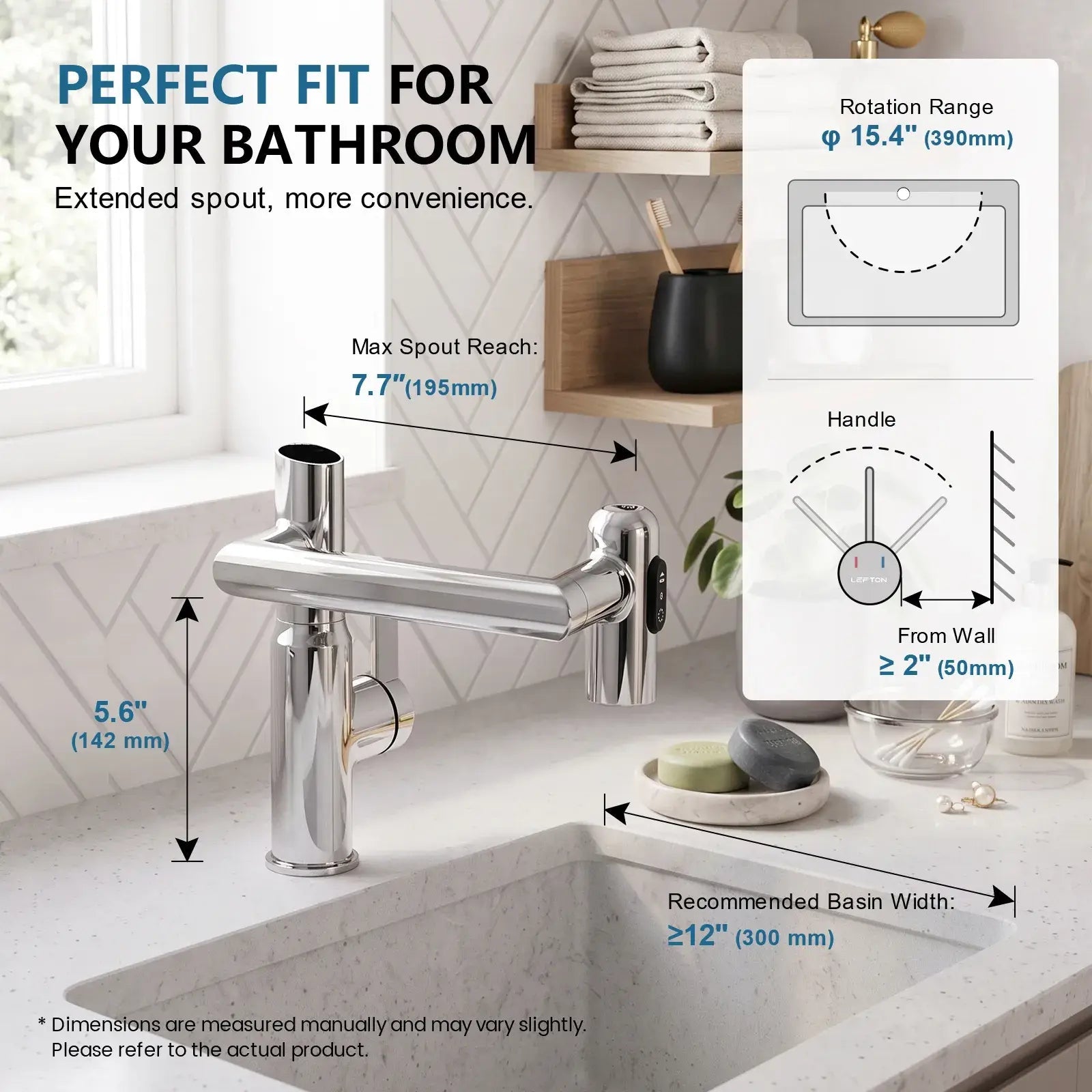 Lefton Single-Hole Rotatable Faucet with Temperature Display-BF2204 -Bathroom Faucets- Lefton Home