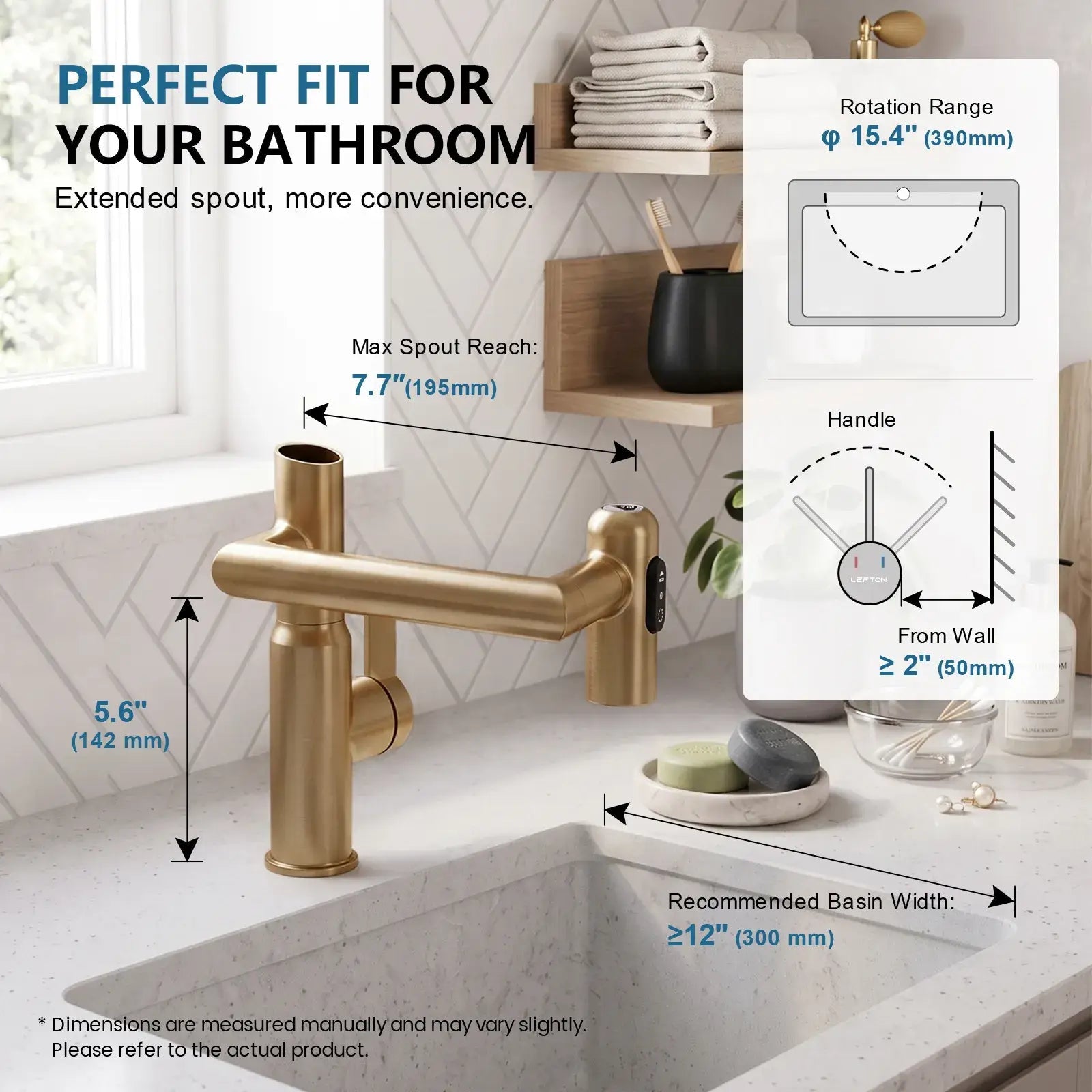Lefton Single-Hole Rotatable Faucet with Temperature Display-BF2204 -Bathroom Faucets- Lefton Home