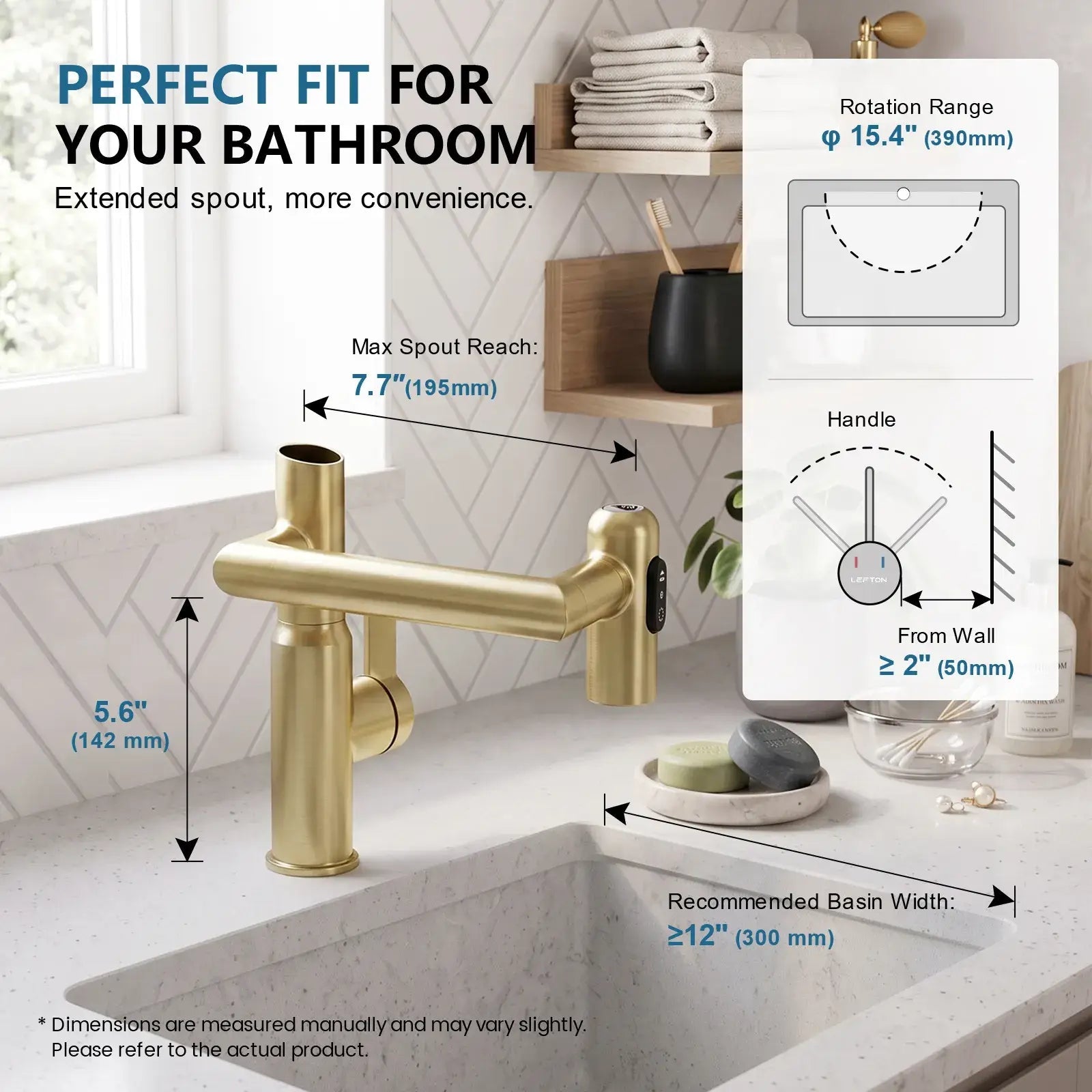 Lefton Single-Hole Rotatable Faucet with Temperature Display-BF2204 -Bathroom Faucets- Lefton Home