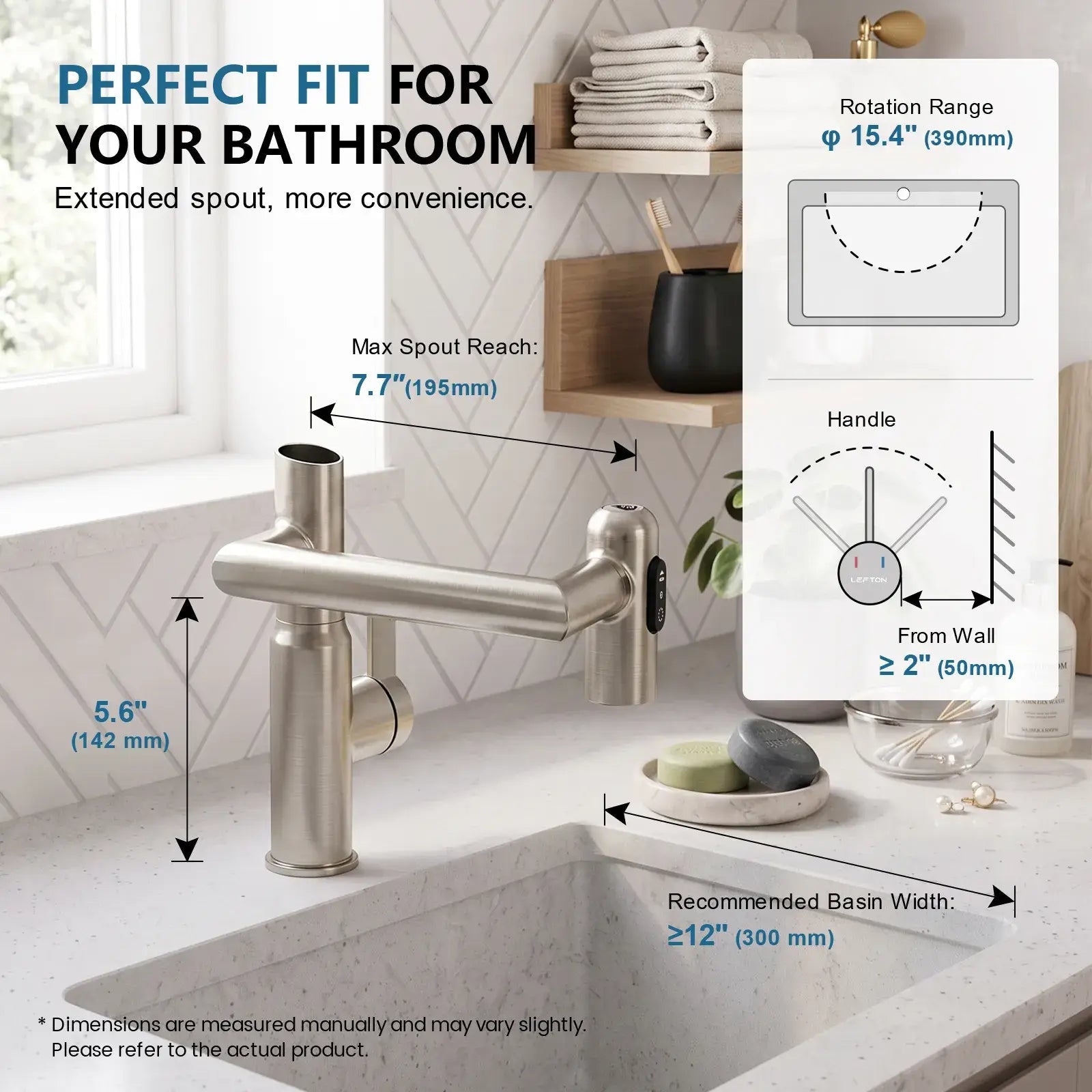 Lefton Single-Hole Rotatable Faucet with Temperature Display-BF2204 -Bathroom Faucets- Lefton Home