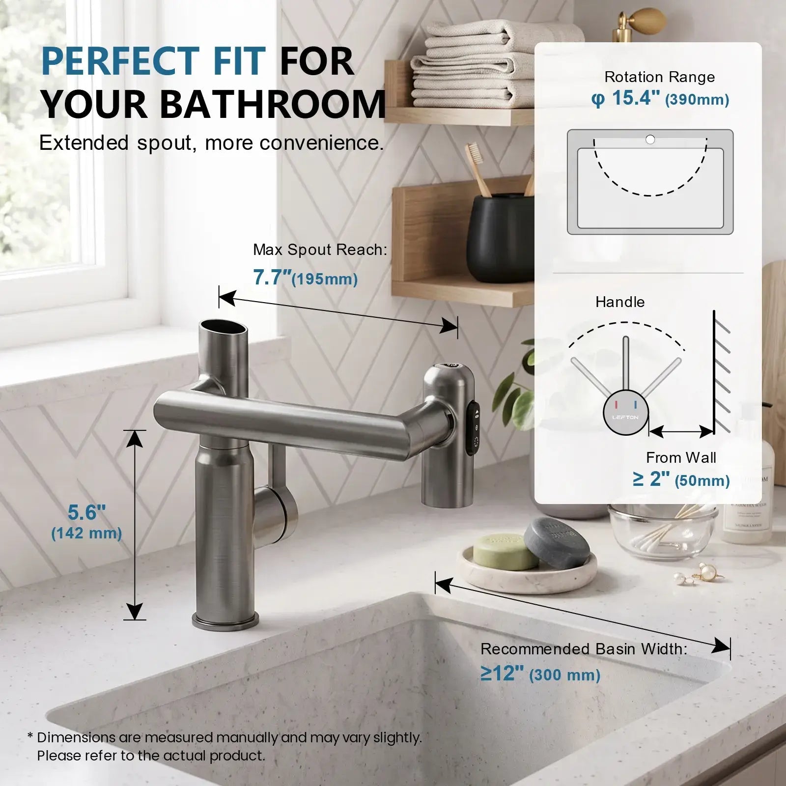 Lefton Single-Hole Rotatable Faucet with Temperature Display-BF2204 -Bathroom Faucets- Lefton Home