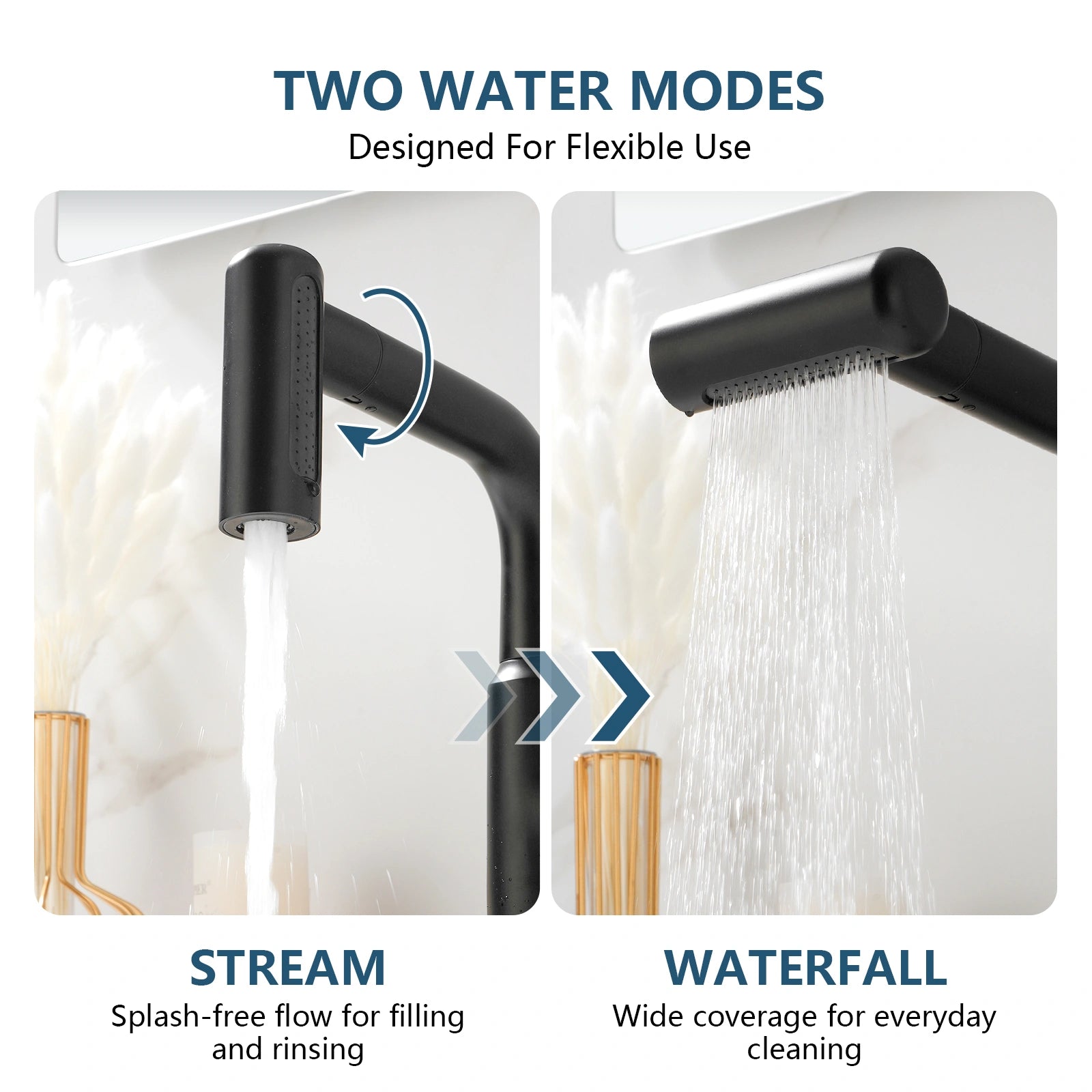 Lefton Single - Hole Waterfall & Pull - Out Liftable Bathroom Faucet - BF2209 - Bathroom Faucets - Lefton Home