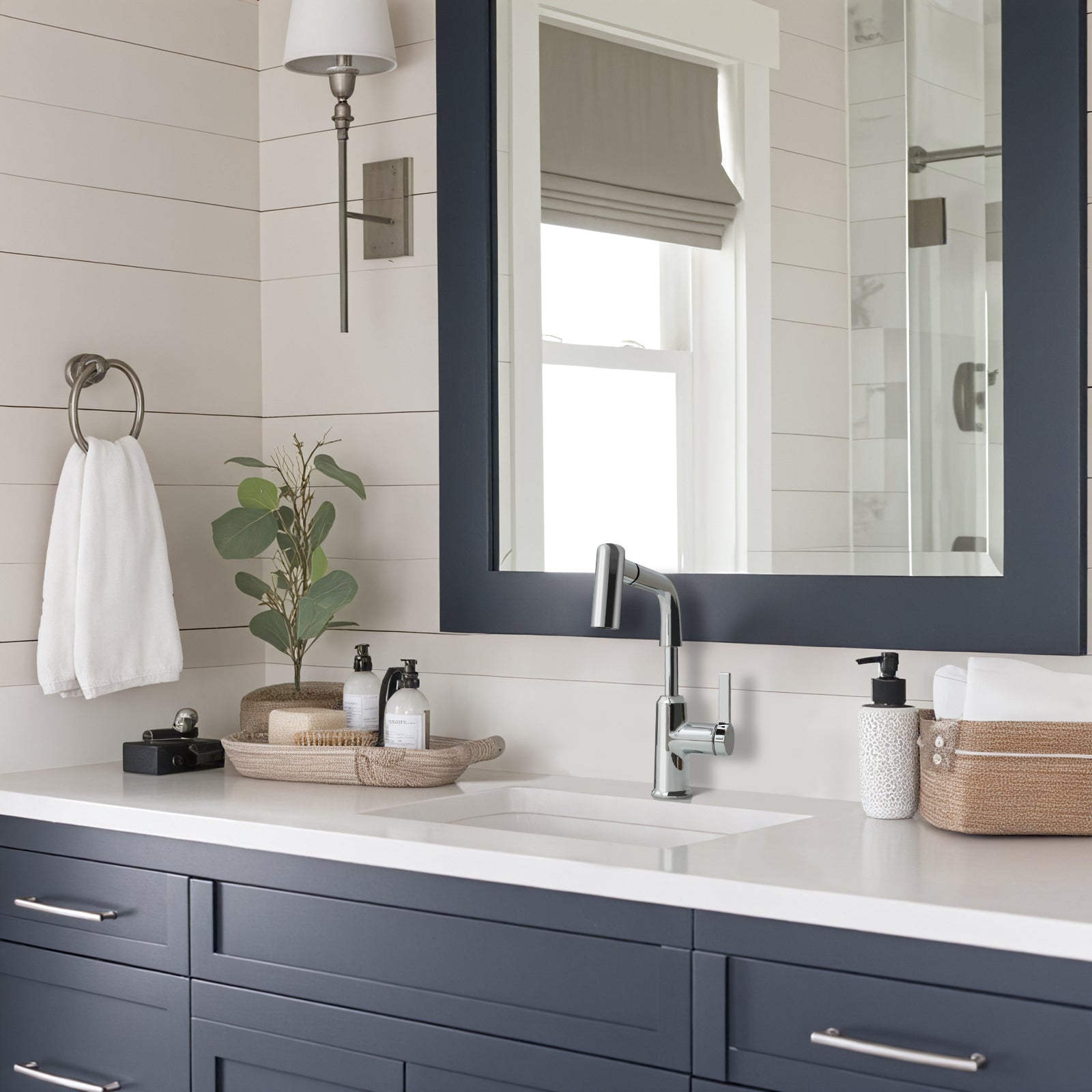 Lefton Single - Hole Waterfall & Pull - Out Liftable Bathroom Faucet - BF2209 - Bathroom Faucets - Lefton Home