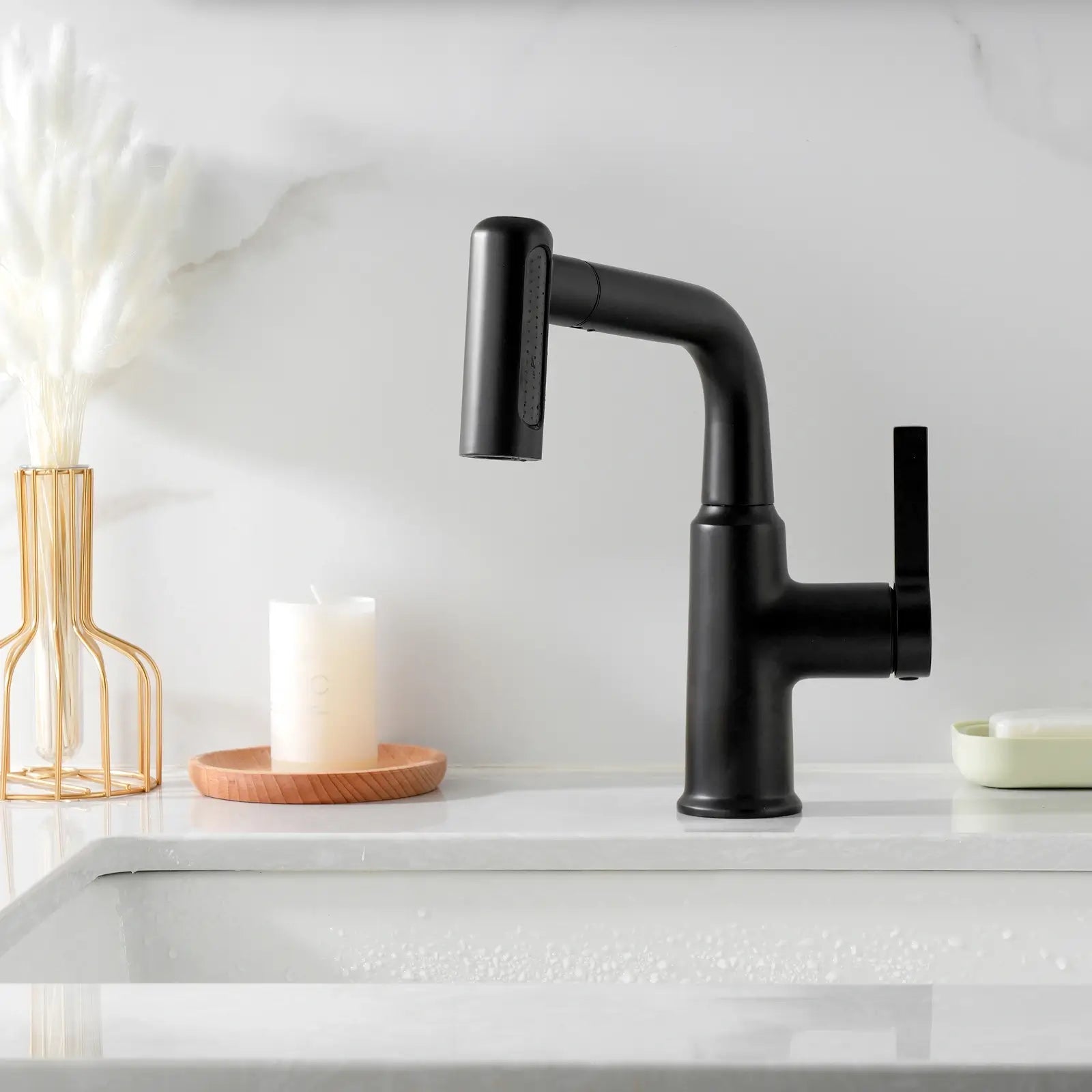 Lefton Single - Hole Waterfall & Pull - Out Liftable Bathroom Faucet - BF2209 - Bathroom Faucets - Lefton Home