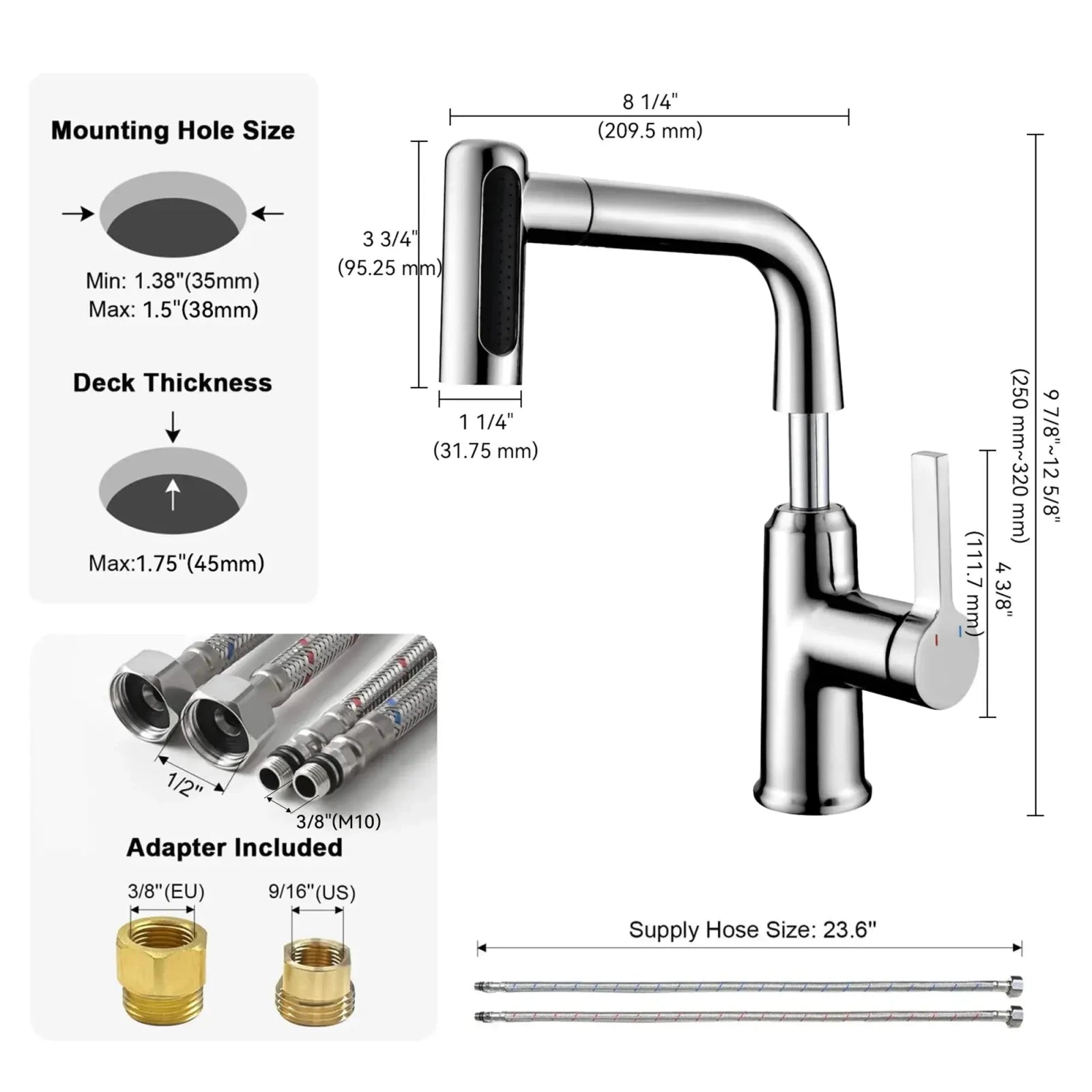 Lefton Single-Hole Waterfall & Pull-Out Liftable Bathroom Faucet-BF2209 -Bathroom Faucets- Lefton Home