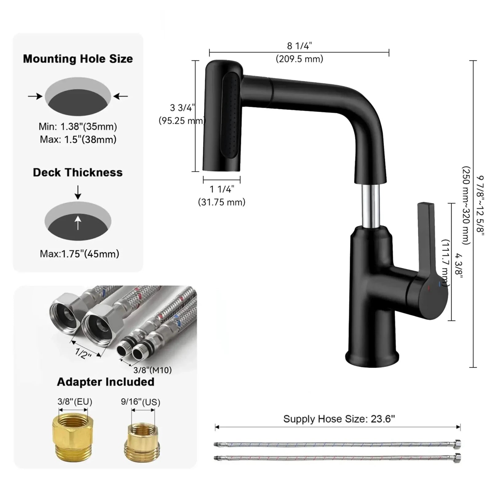 Lefton Single-Hole Waterfall & Pull-Out Liftable Bathroom Faucet-BF2209 -Bathroom Faucets- Lefton Home