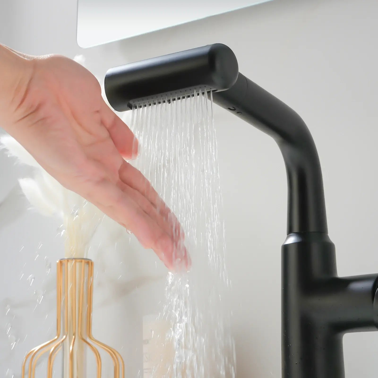 Lefton Single - Hole Waterfall & Pull - Out Liftable Bathroom Faucet - BF2209 - Bathroom Faucets - Lefton Home