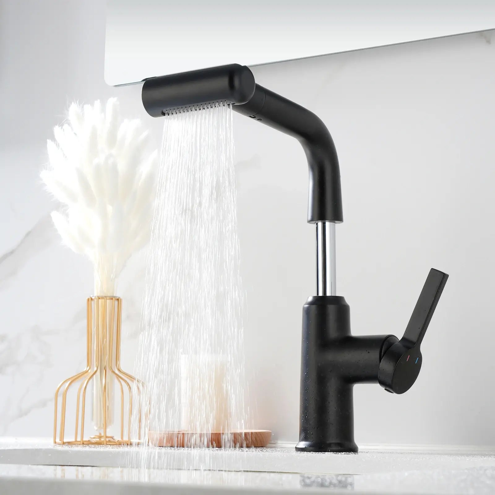 Lefton Single - Hole Waterfall & Pull - Out Liftable Bathroom Faucet - BF2209 - Bathroom Faucets - Lefton Home